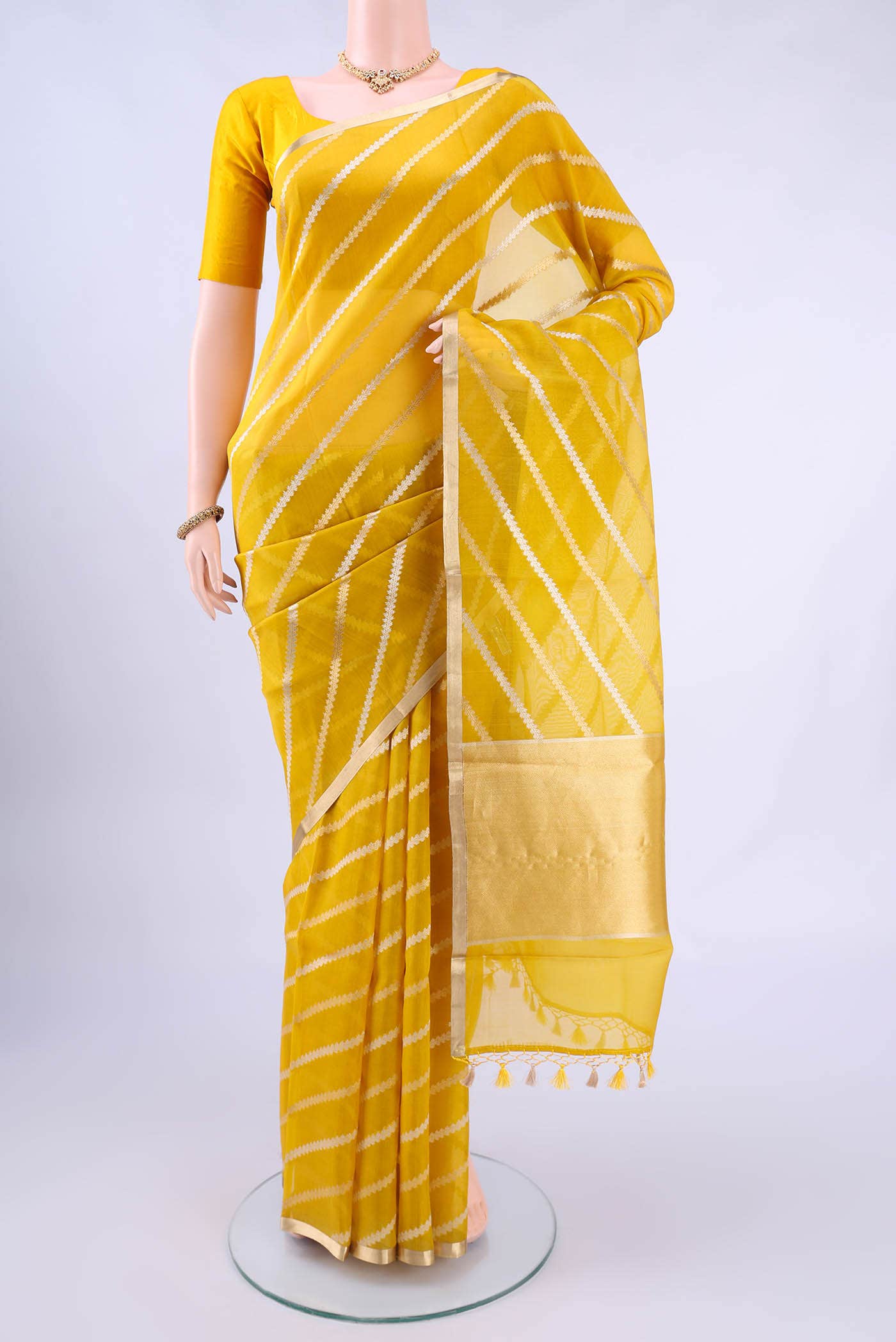 Yellow Banarasi Silk Saree