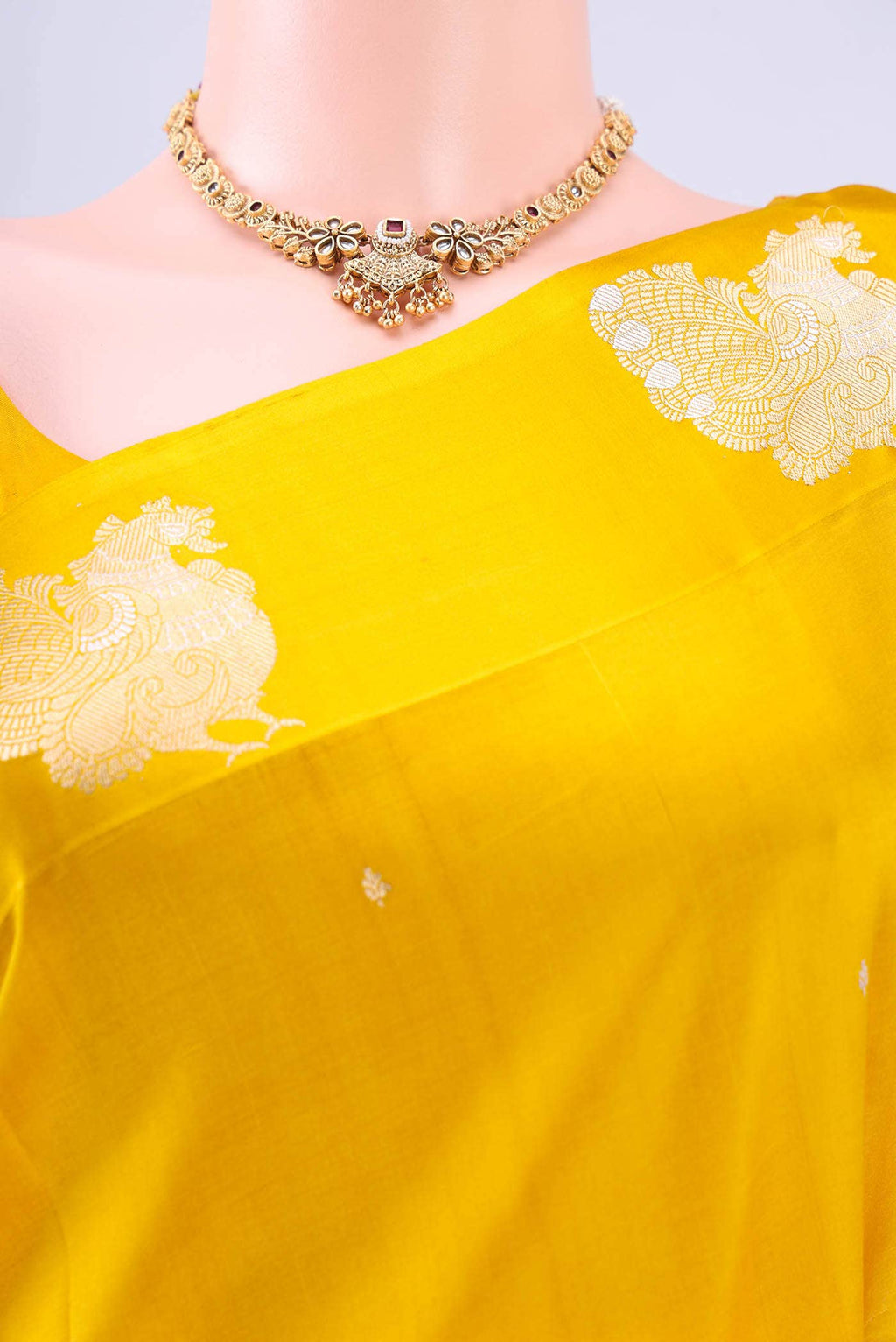 Lemon Yellow Banarasi Silk Saree