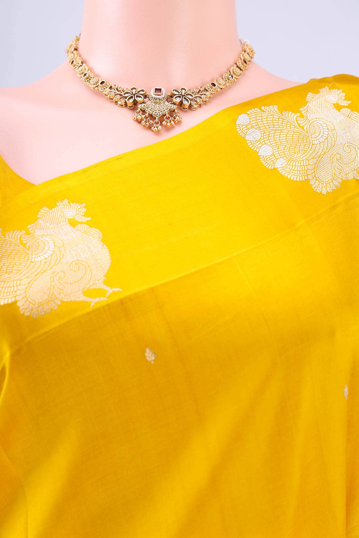 Lemon Yellow Banarasi Silk Saree