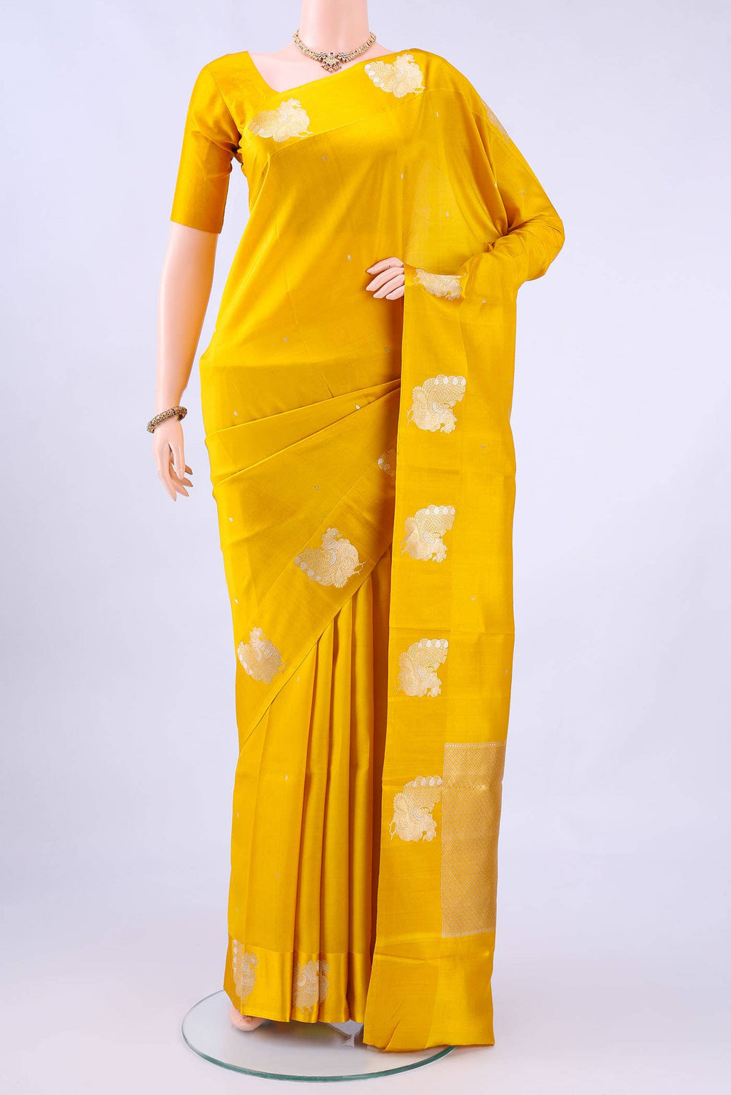 Lemon Yellow Banarasi Silk Saree