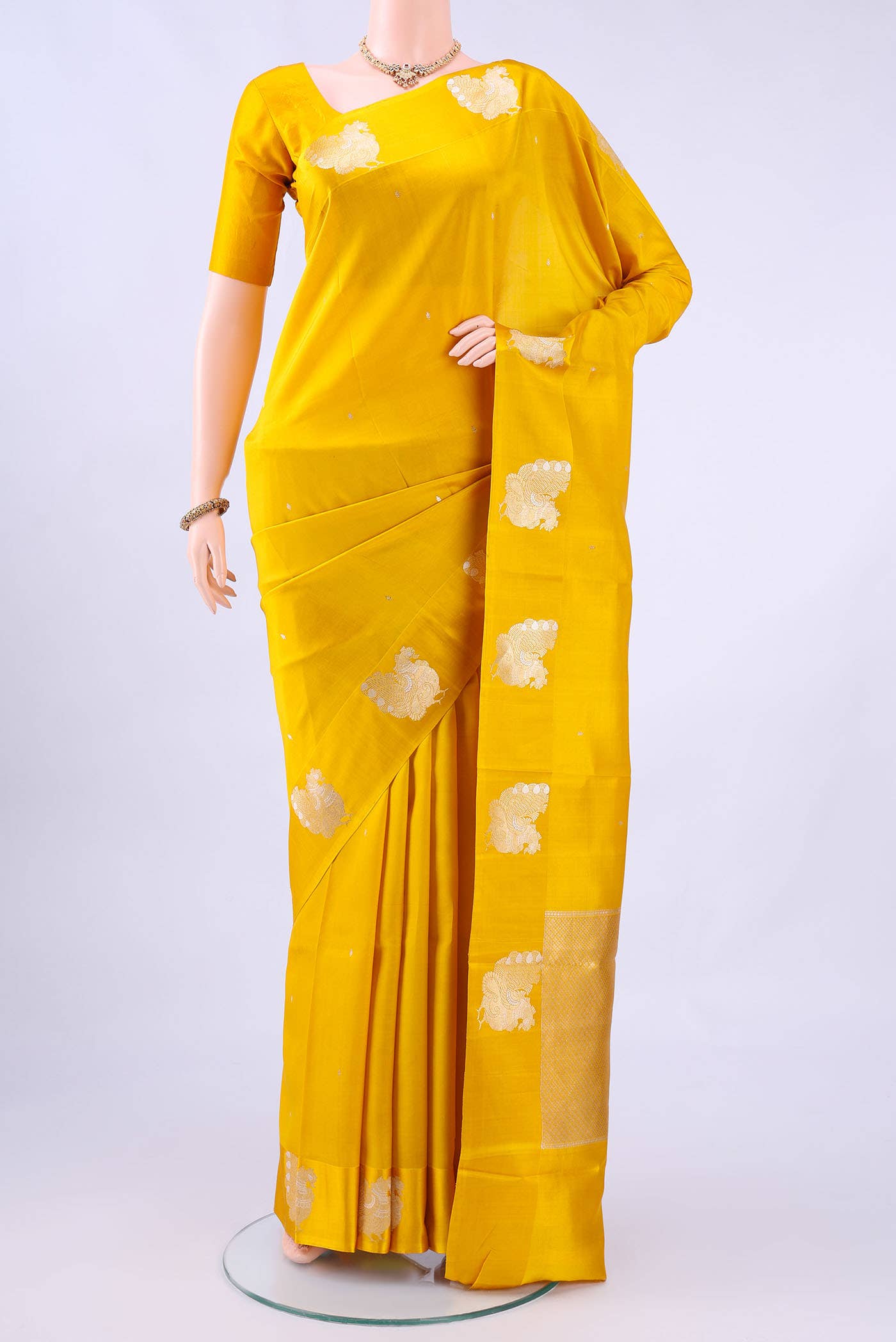 Lemon Yellow Banarasi Silk Saree