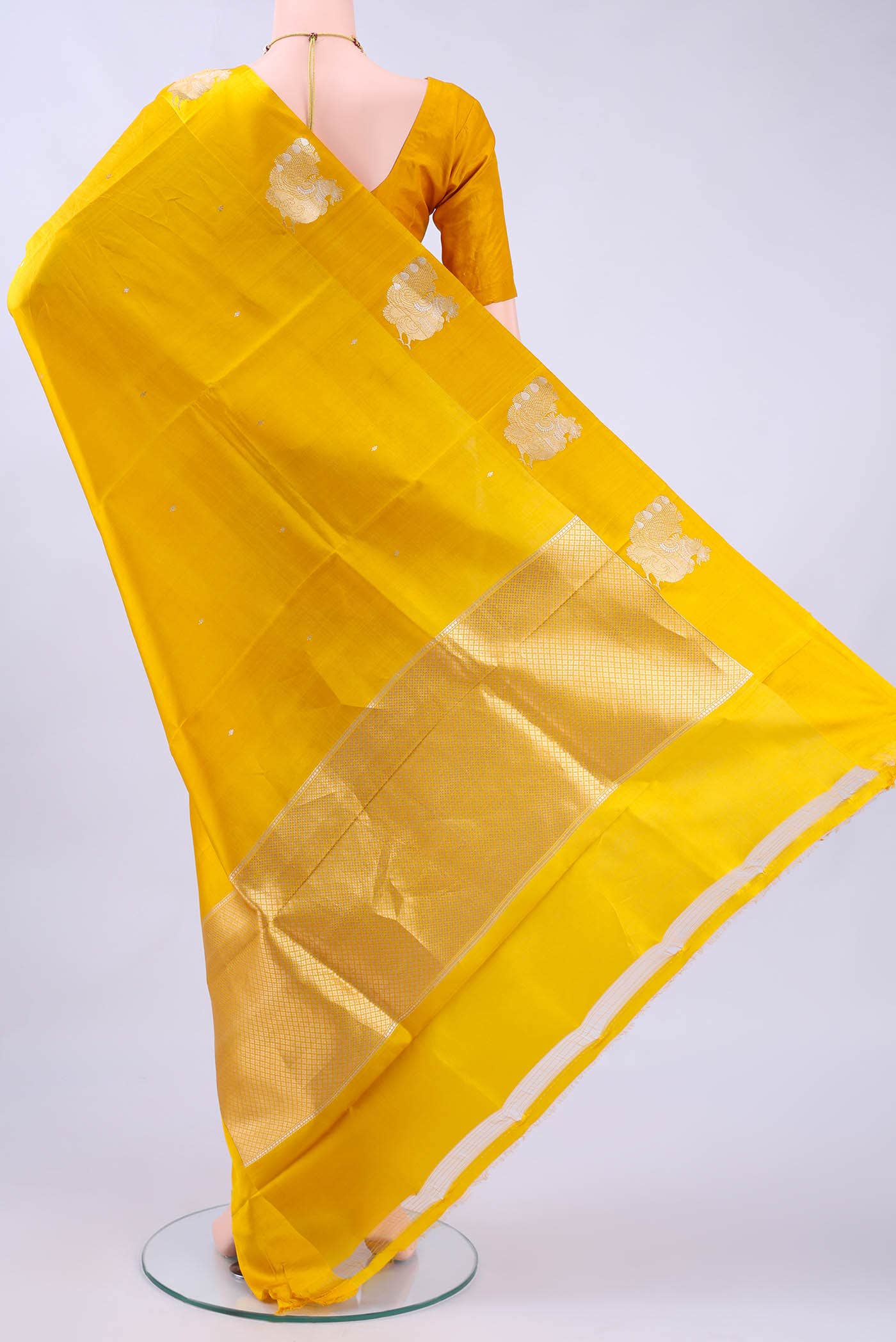 Lemon Yellow Banarasi Silk Saree