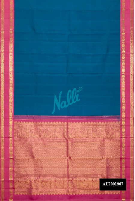 Peacock Blue Kanchipuram Silk Saree