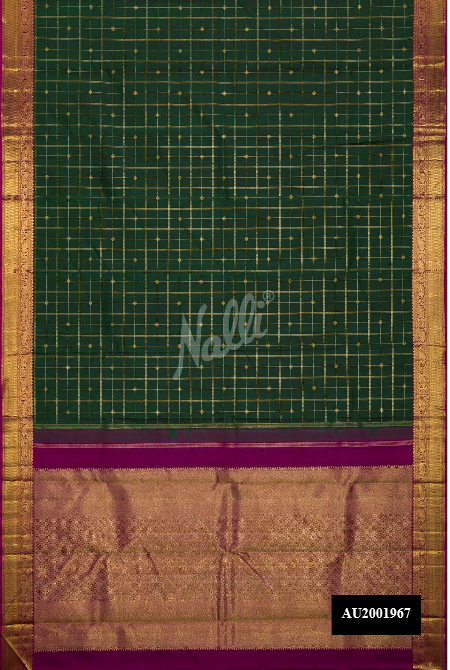 Bottle Green Kanchipuram Silk Saree