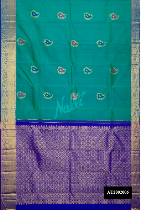 Sea Green Kanchipuram Silk Saree