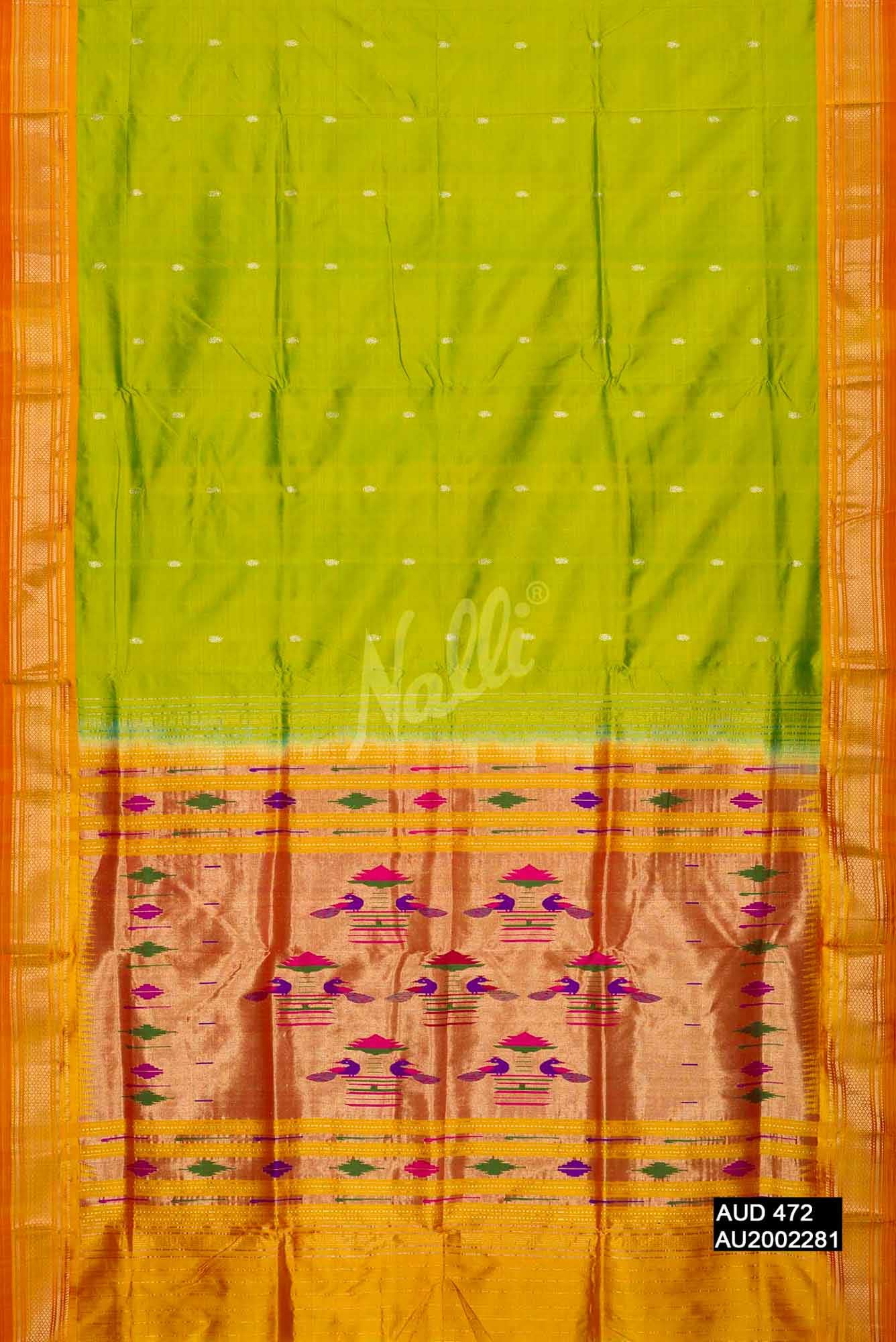 Parrot Green Paithani Silk Saree