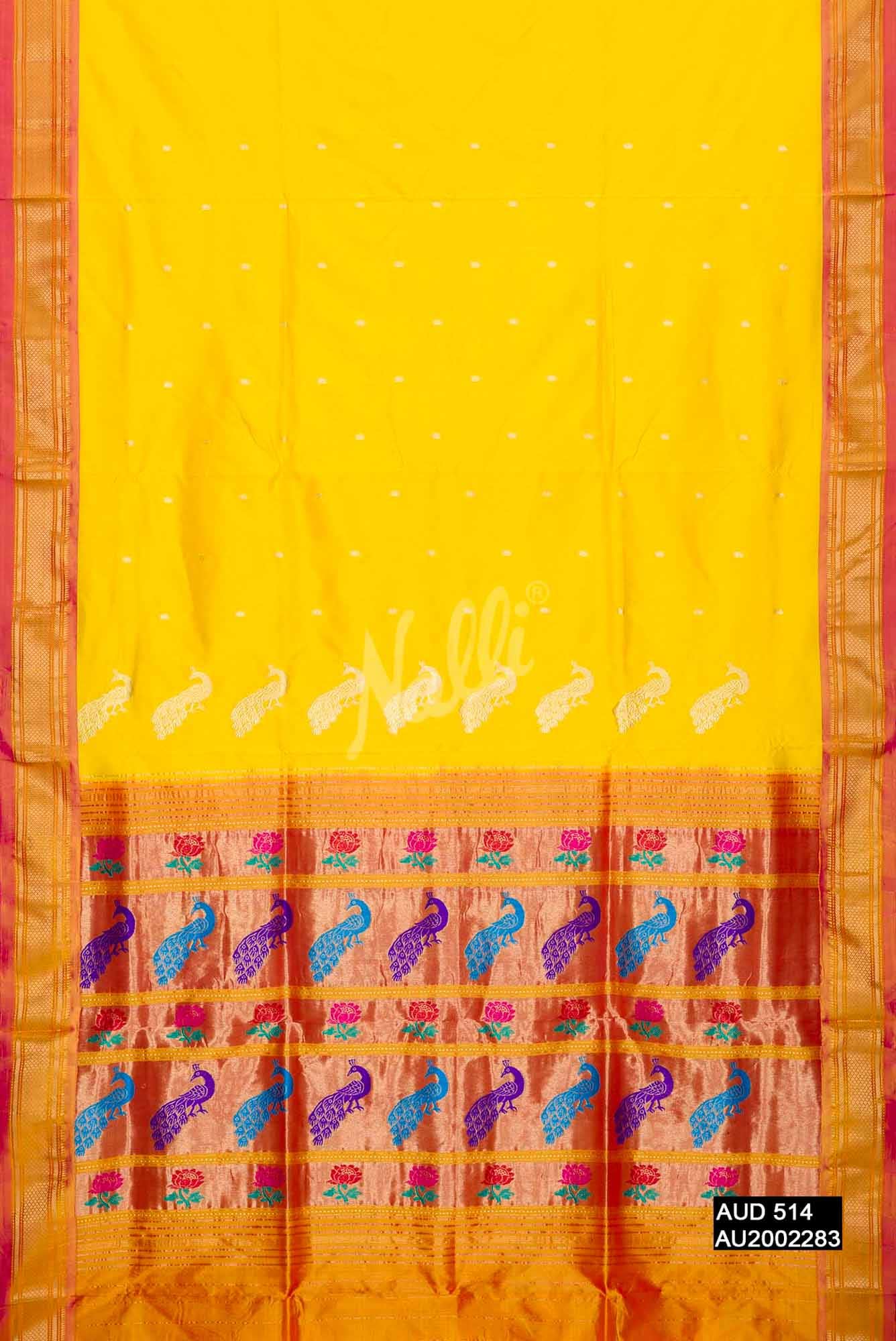 Yellow Paithani Silk Saree