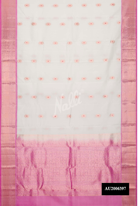 Off White Kanchipuram Silk Saree