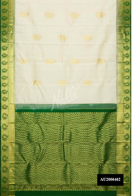Off White Kanchipuram Silk Saree