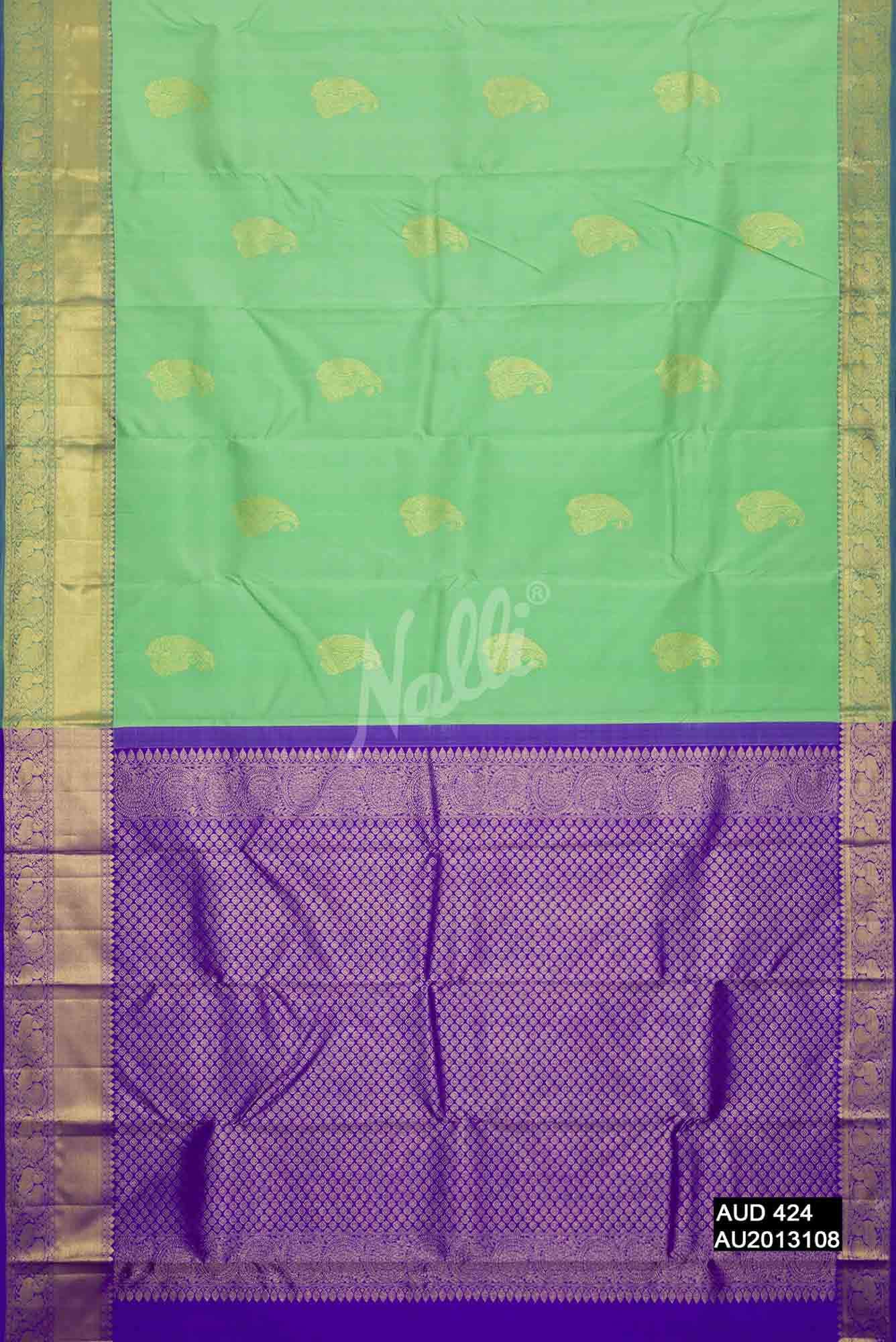 Sea Green Kanchipuram Silk Saree