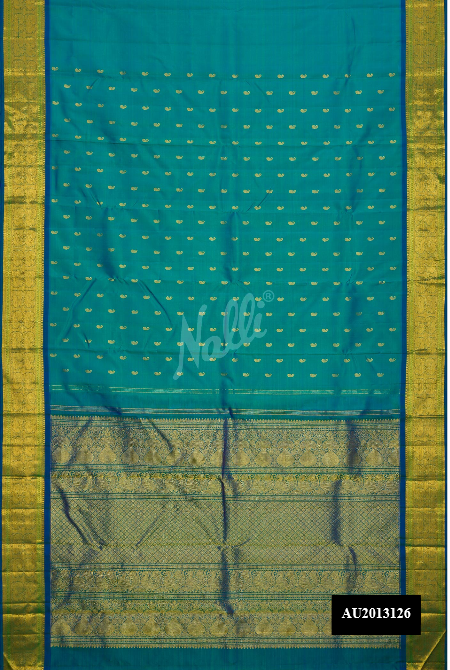 Peacock Blue Kanchipuram Silk Saree