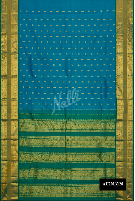 Peacock Blue Kanchipuram Silk Saree