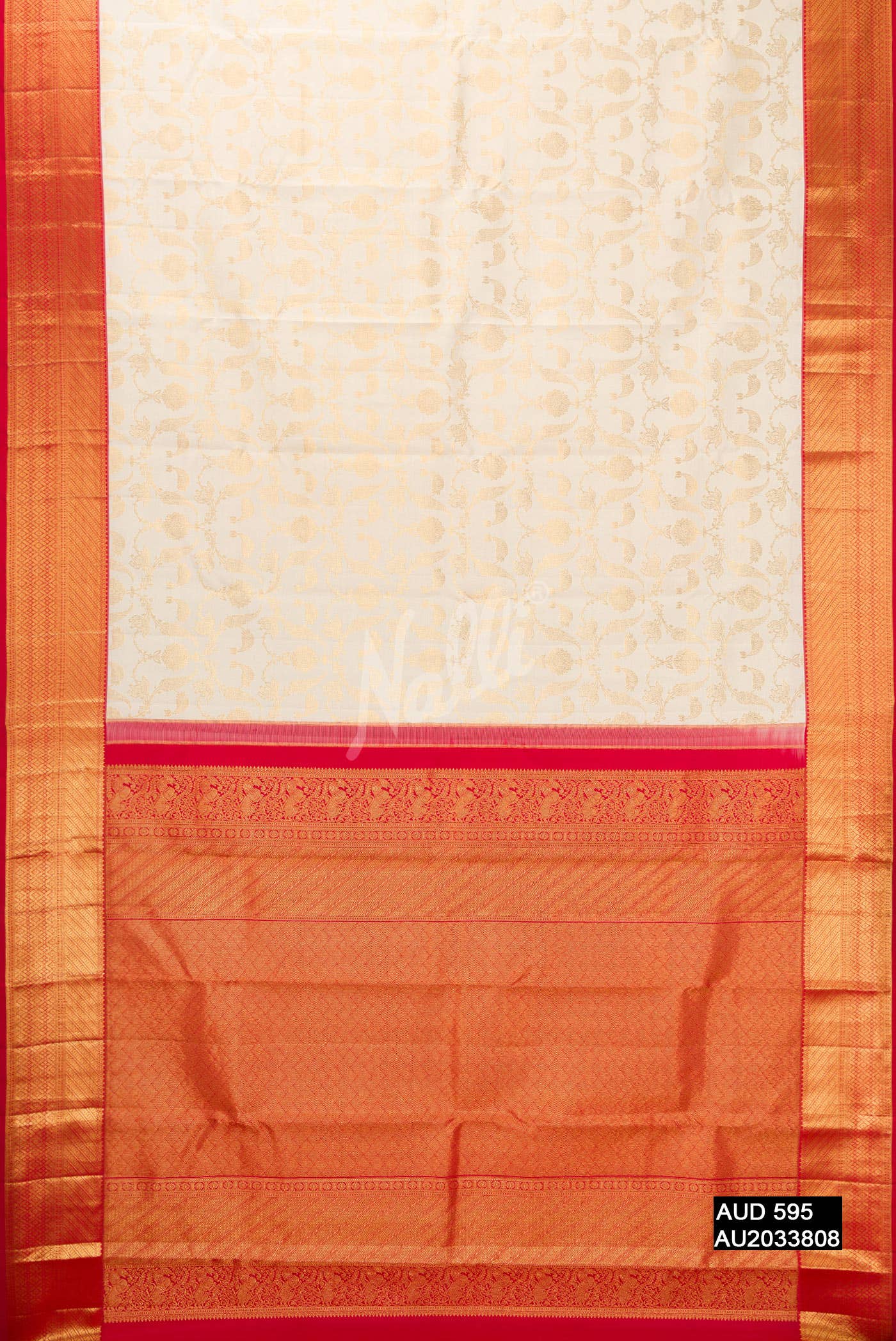 Off White Kanchipuram Silk Saree