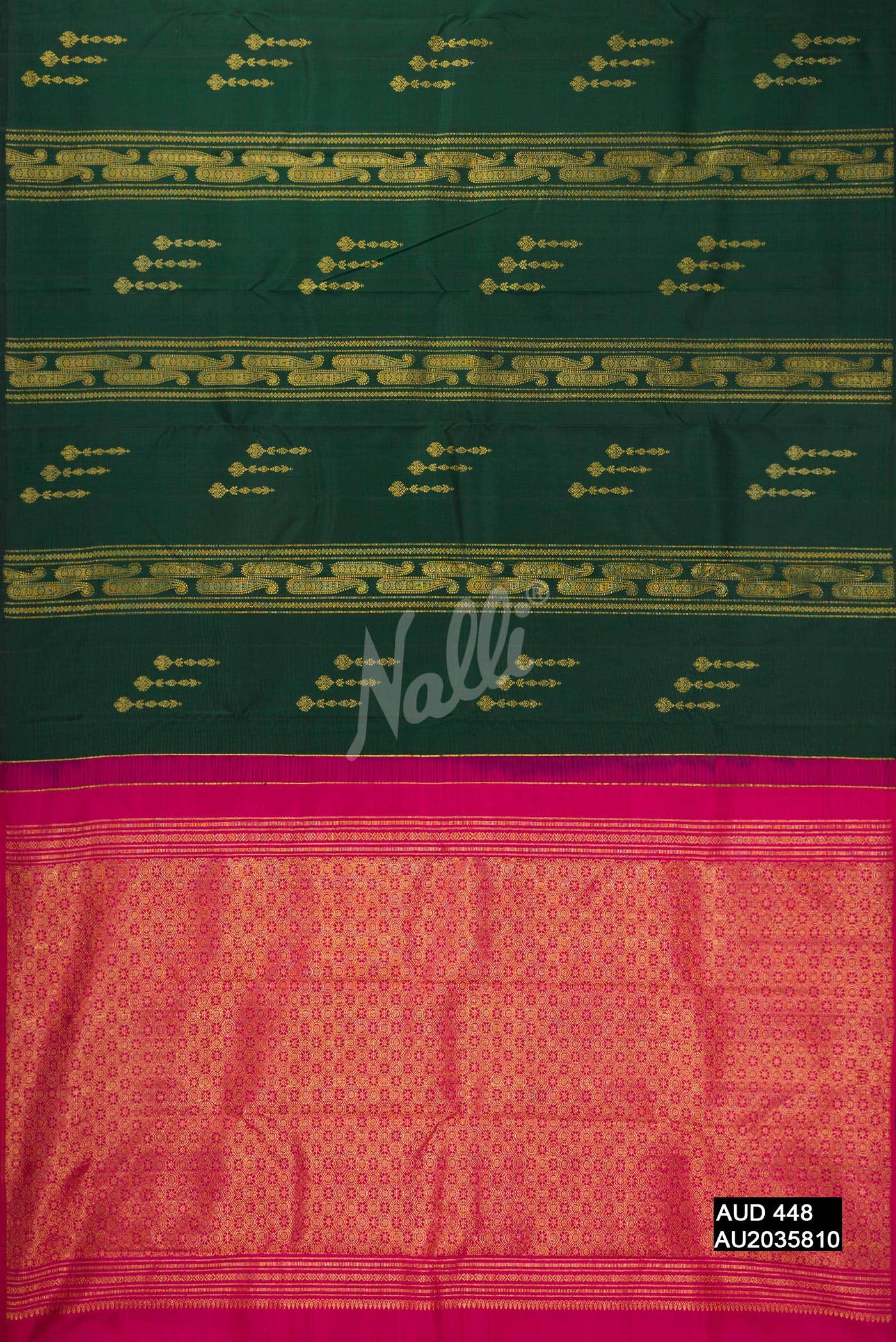 Bottle Green Kanchipuram Silk Saree