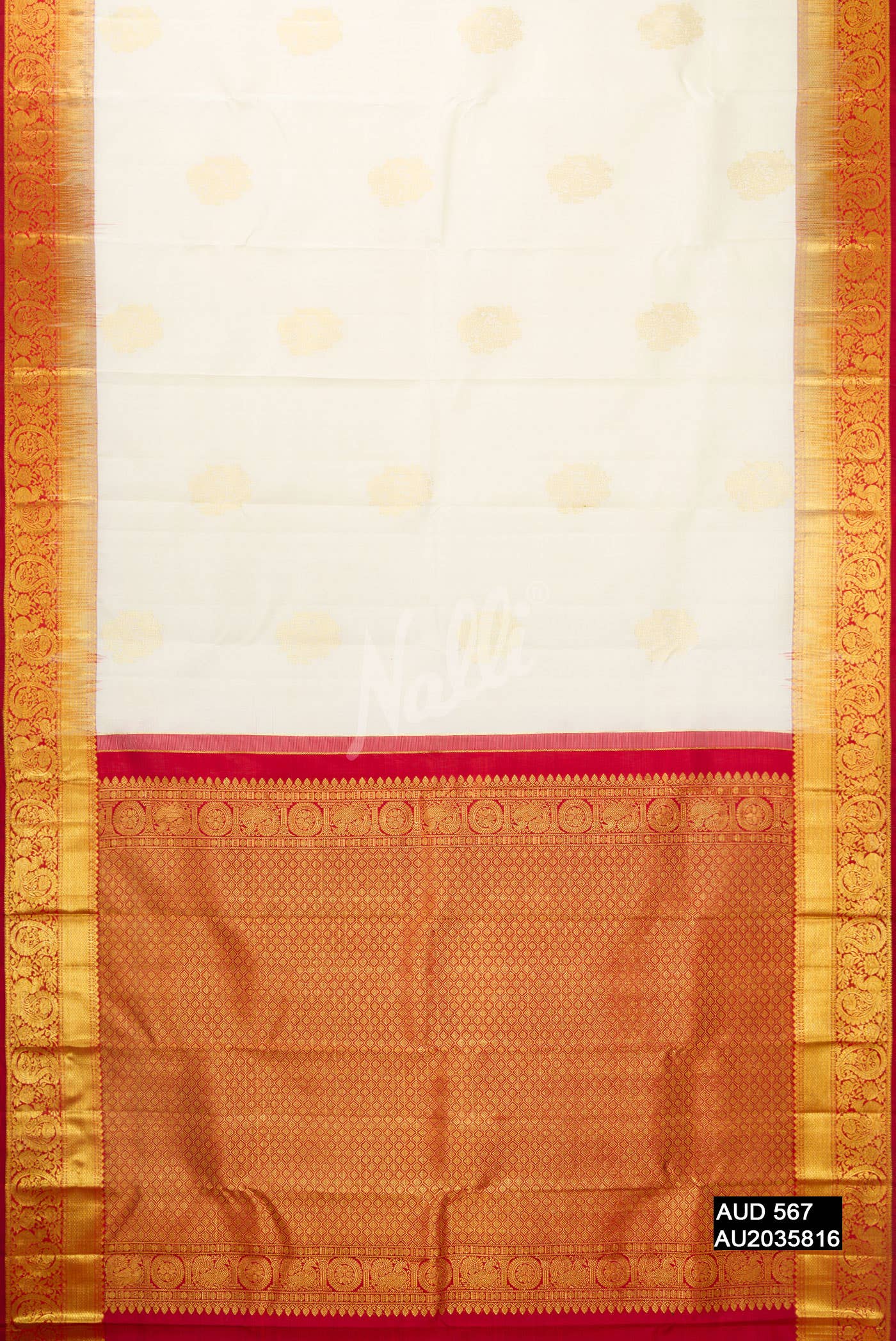 Off White Kanchipuram Silk Saree