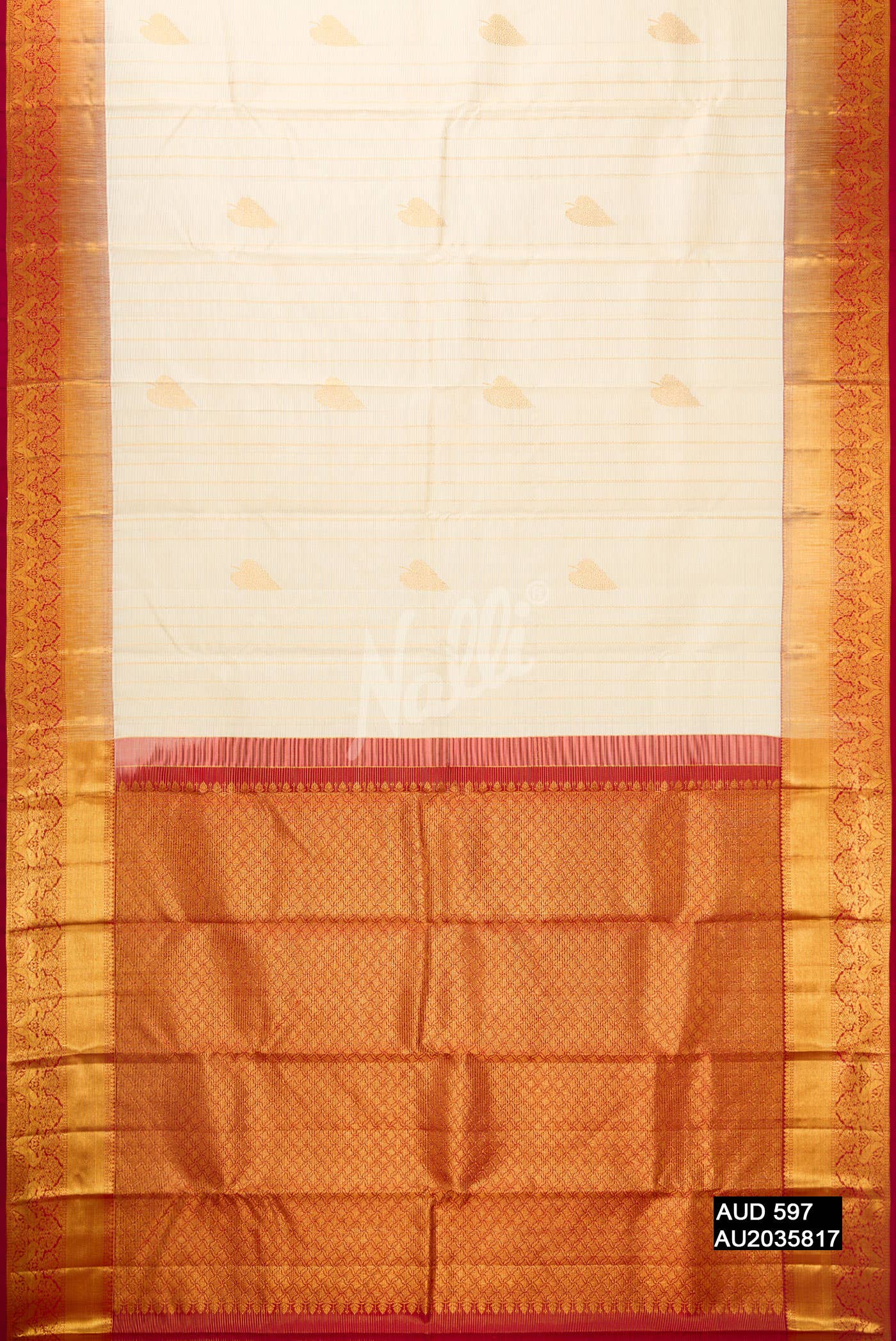 Off White Kanchipuram Silk Saree