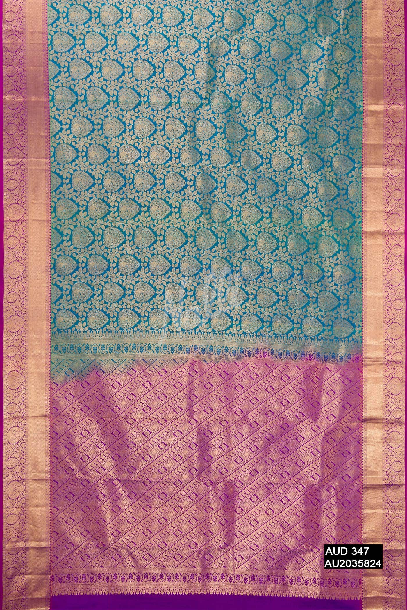 Peacock Blue Kanchipuram Silk Saree