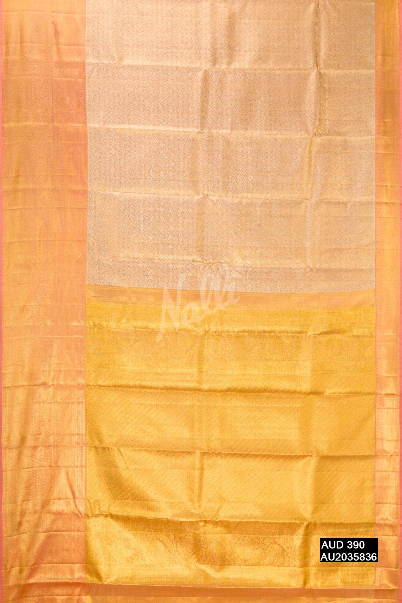 Golden Peach Kanchipuram Tissue Silk Saree