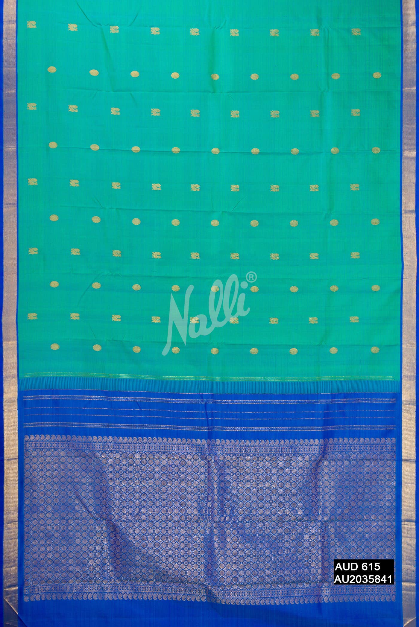 Sea Green Kanchipuram Silk Saree