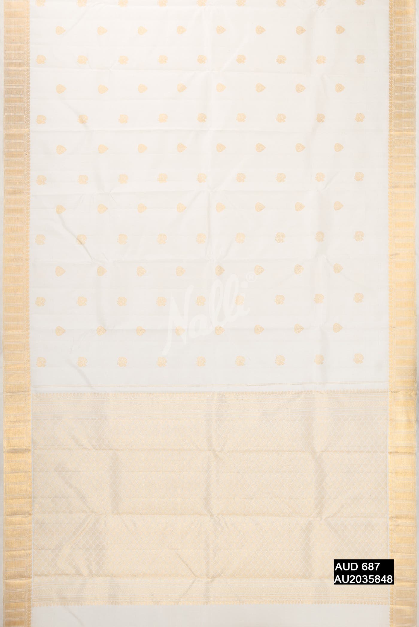 Off White Kanchipuram Silk Saree