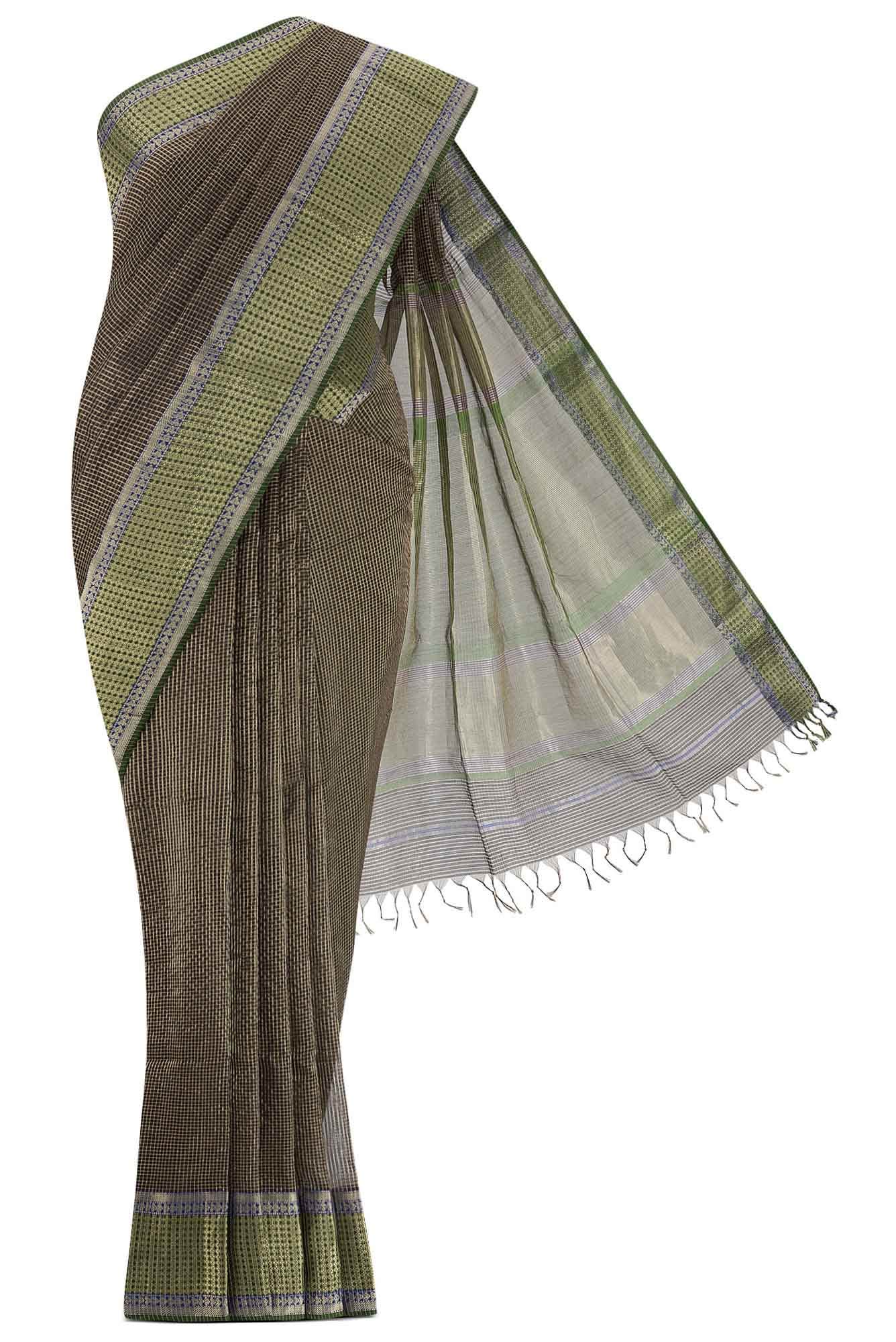 Black Maheshwari Silk Cotton Saree