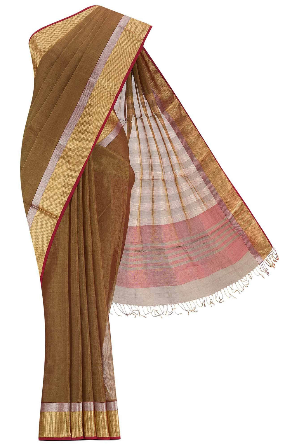Maroon Maheshwari Silk Cotton Saree