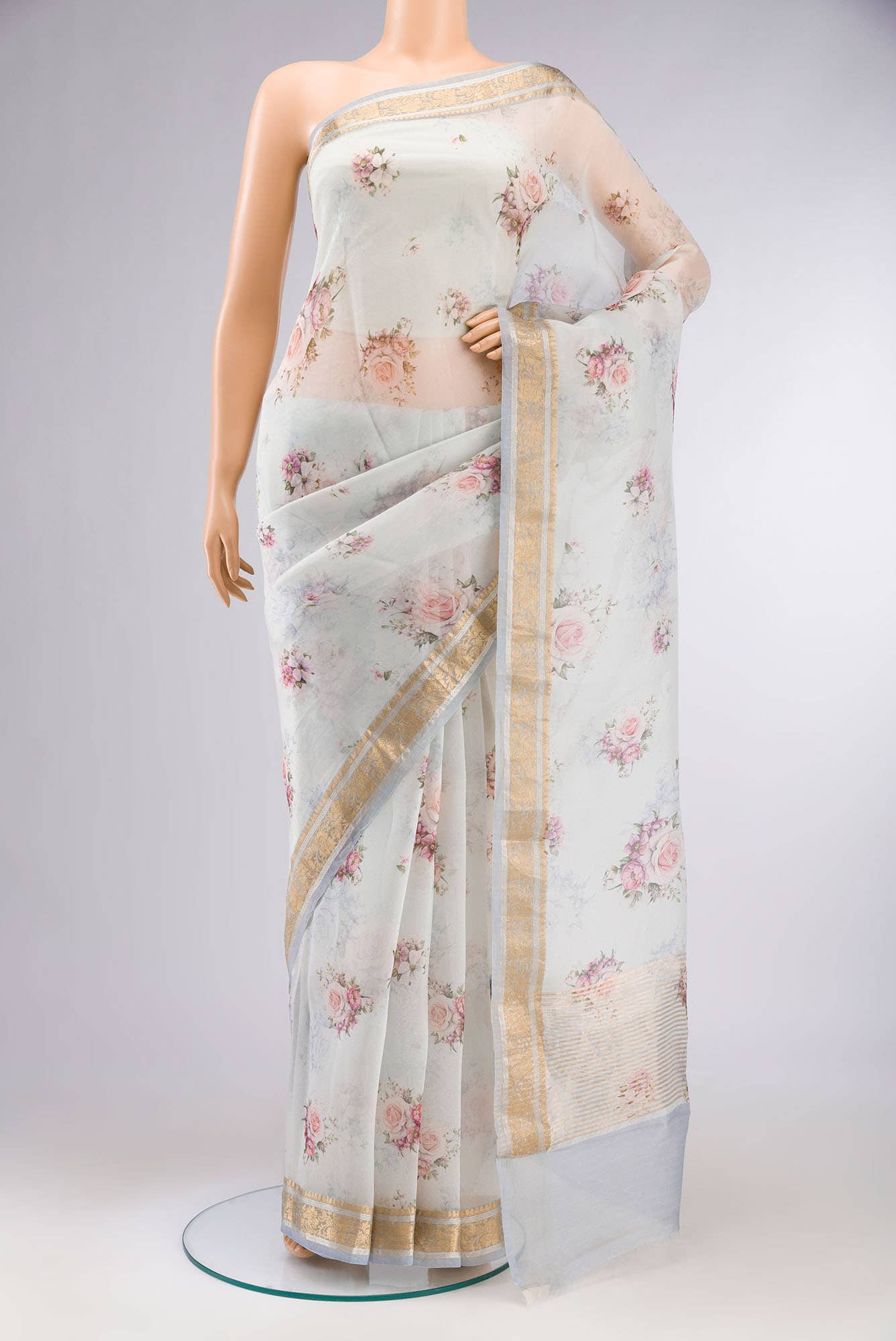 Blue Pure Organza Silk Saree