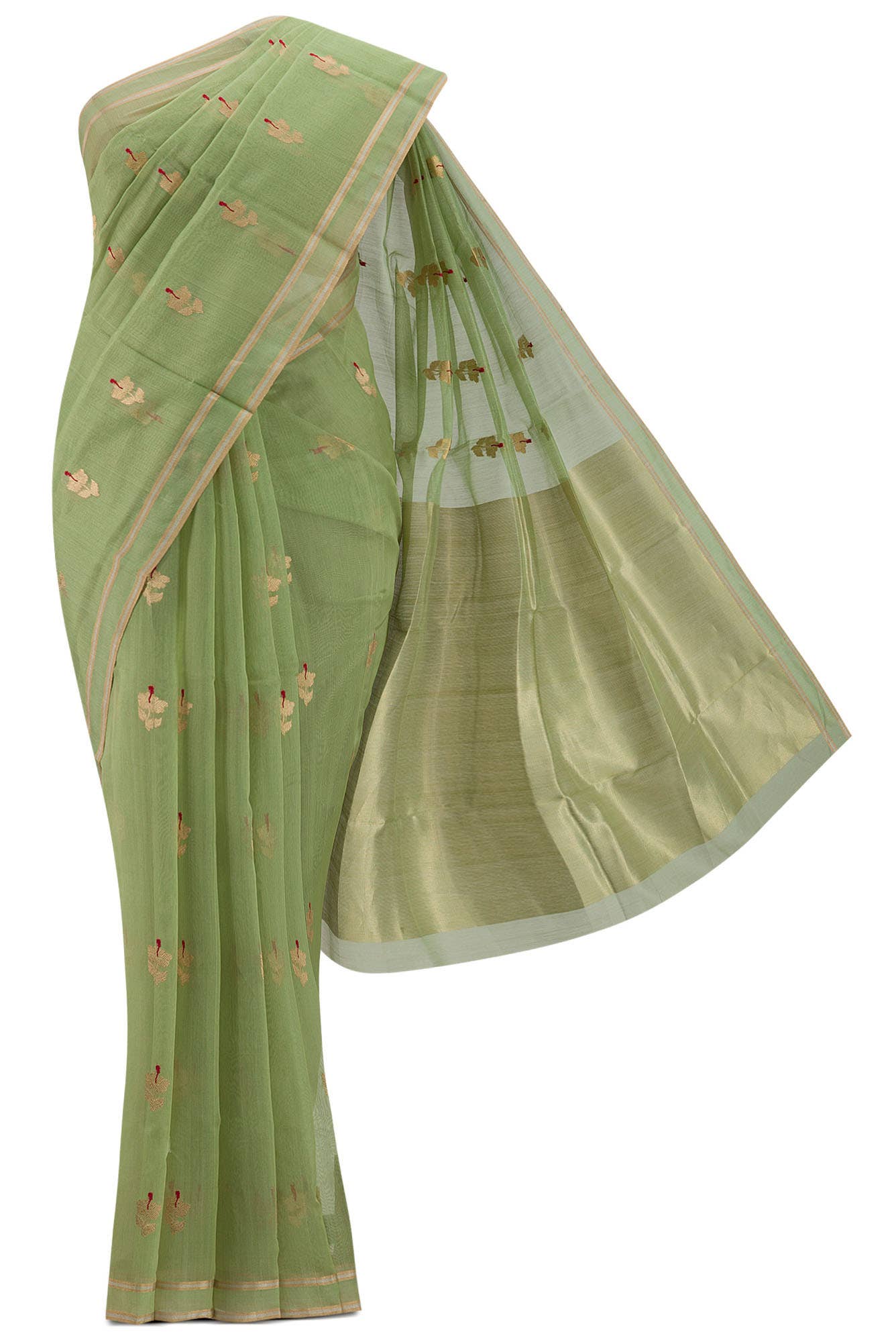 Shyama - Sage Green Chanderi Silk Cotton Saree