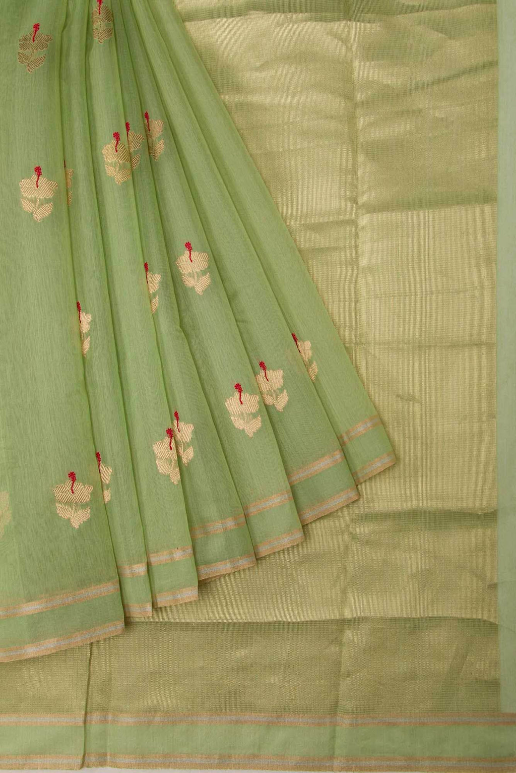 Shyama - Sage Green Chanderi Silk Cotton Saree