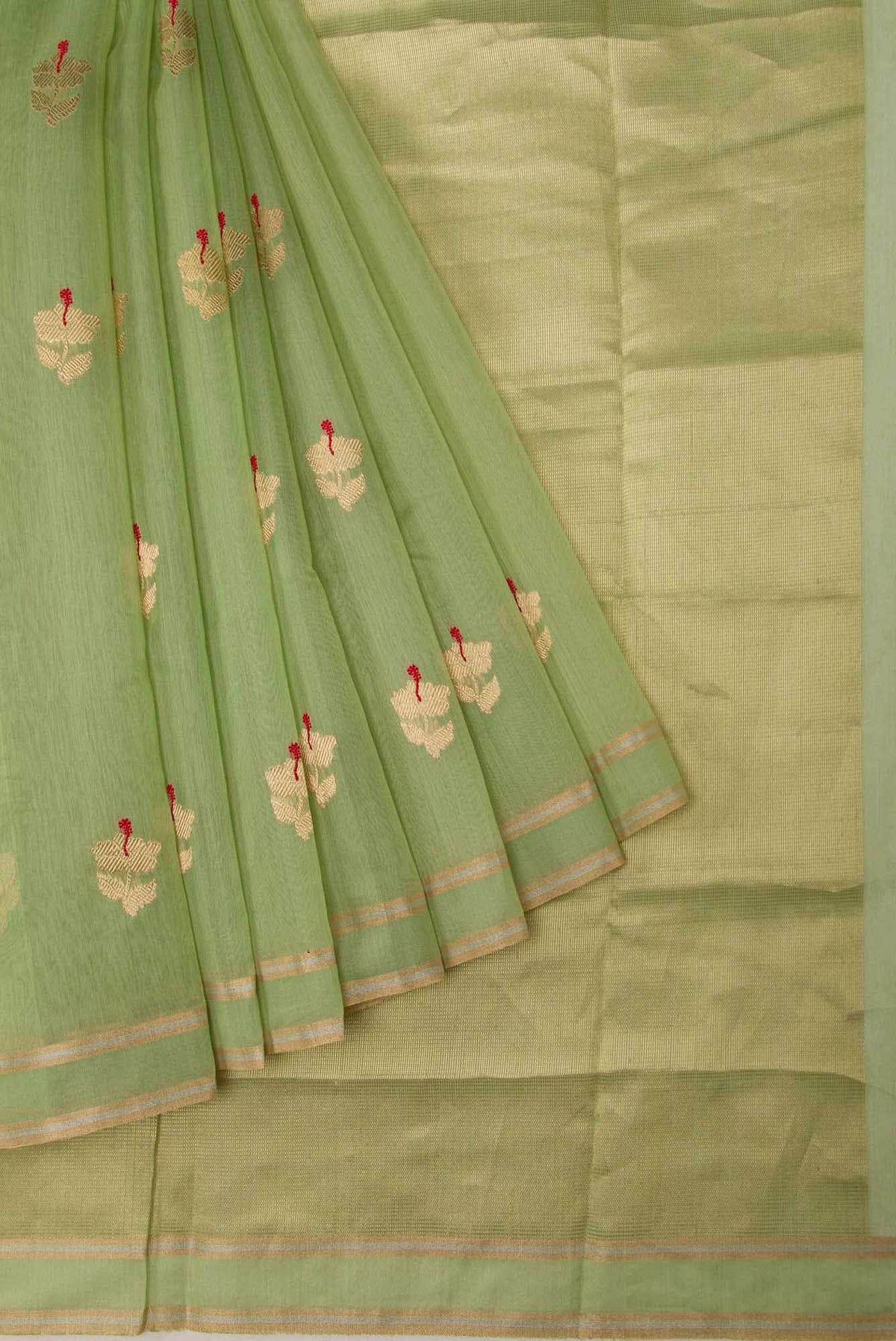 Shyama - Sage Green Chanderi Silk Cotton Saree