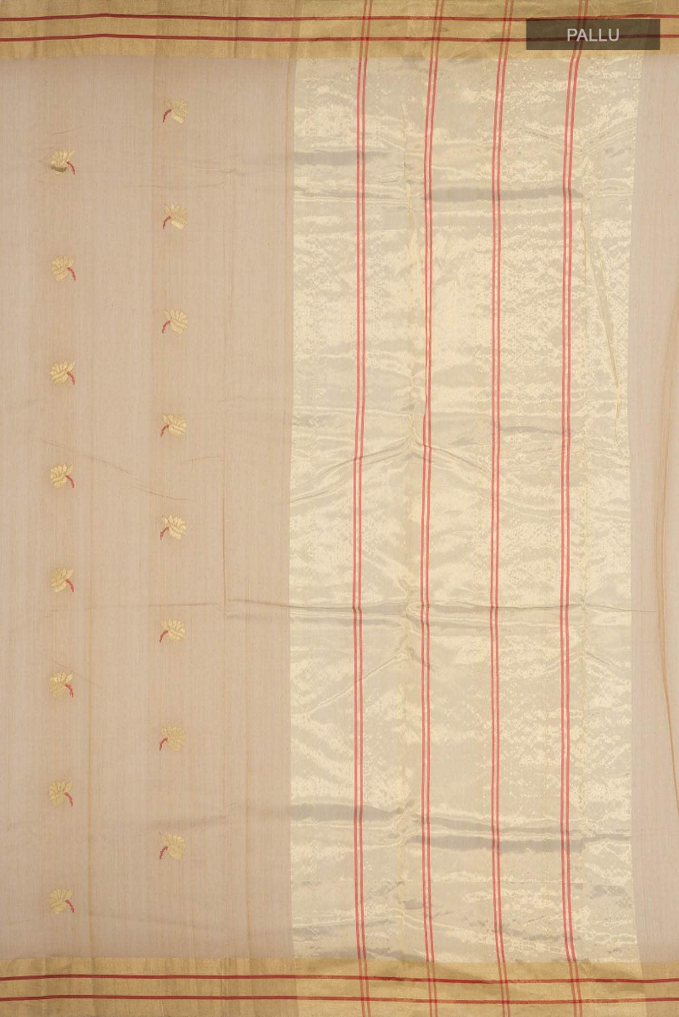 Brown  Chanderi Silk Cotton Saree With Zari Border
