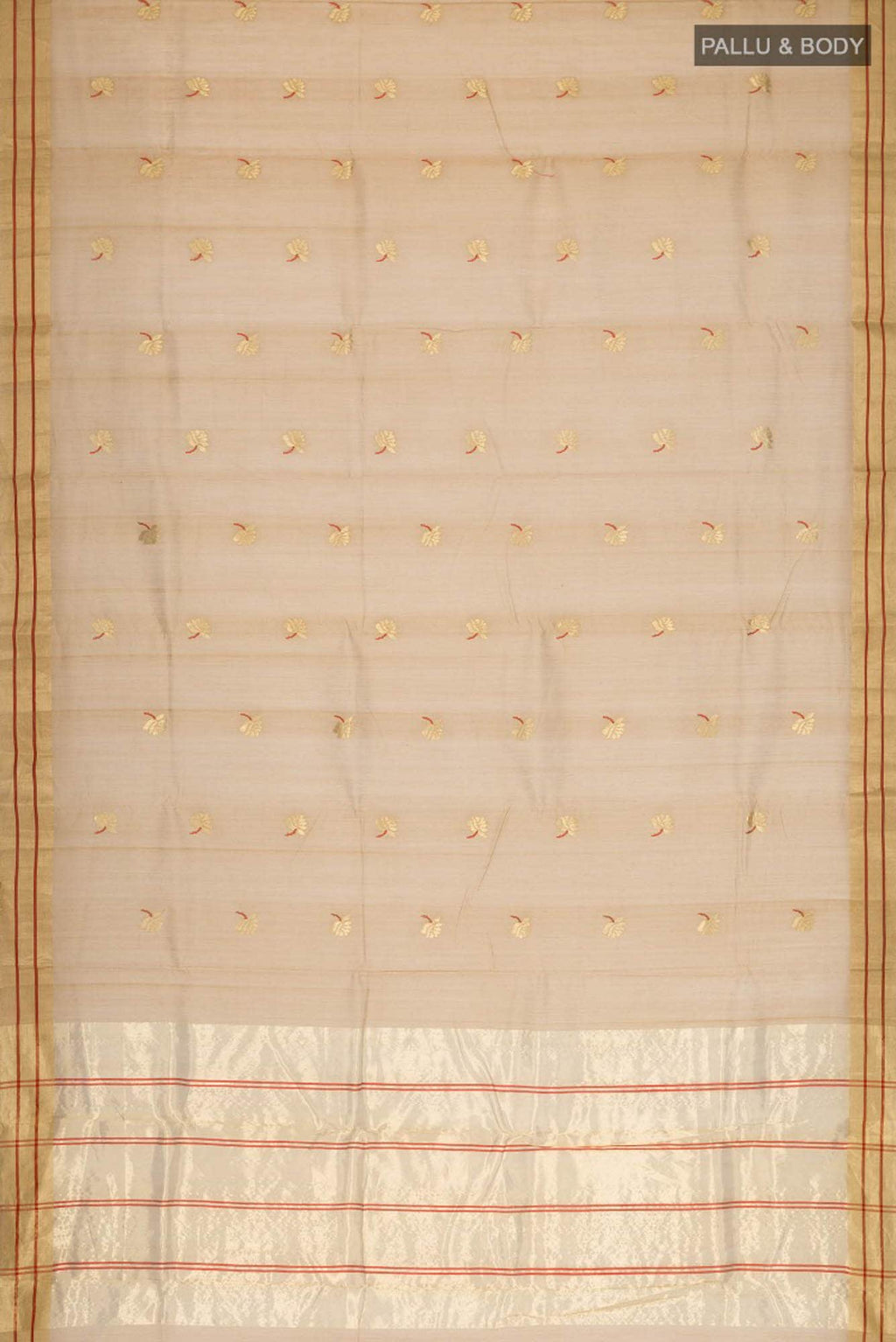 Brown  Chanderi Silk Cotton Saree With Zari Border