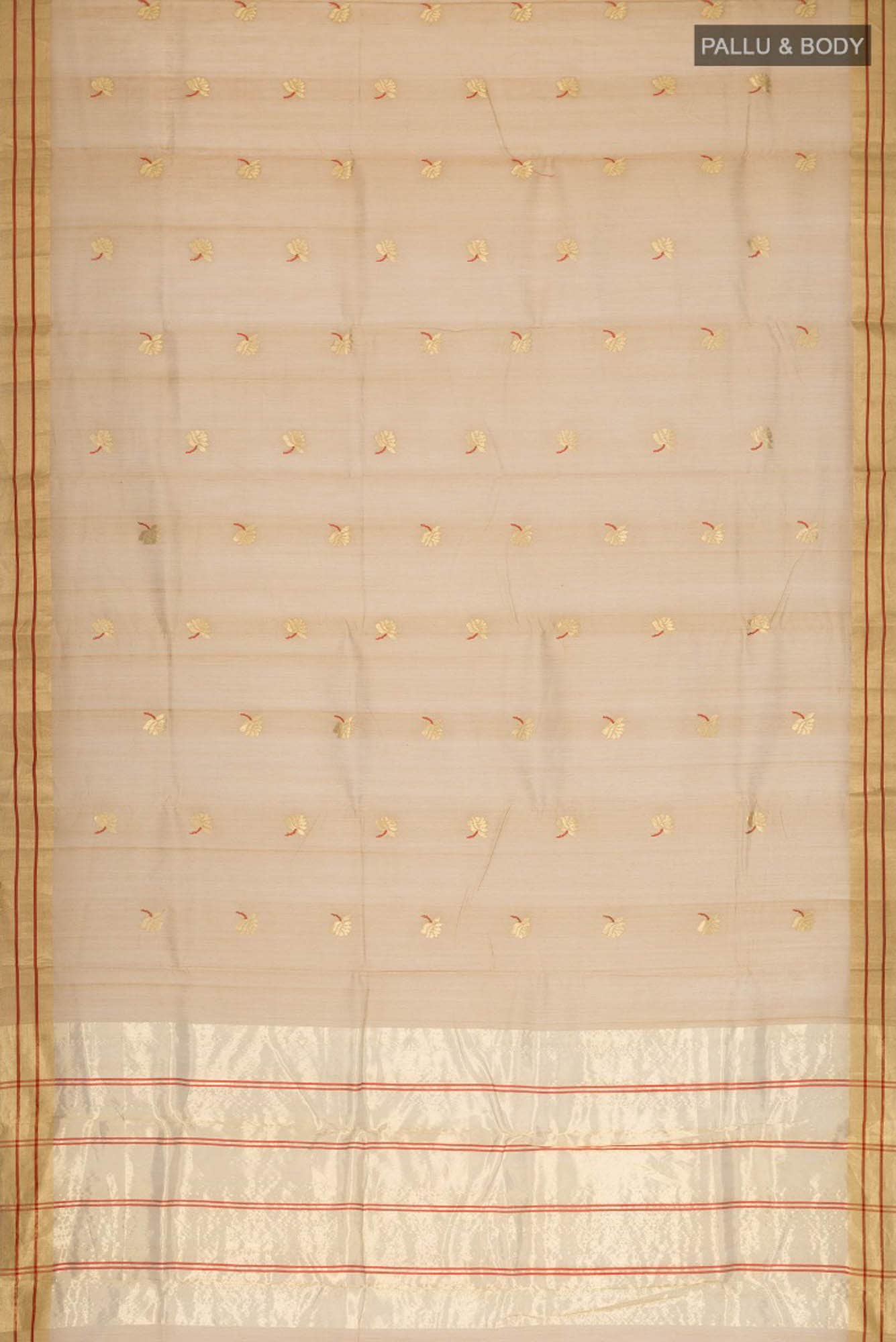 Brown  Chanderi Silk Cotton Saree With Zari Border