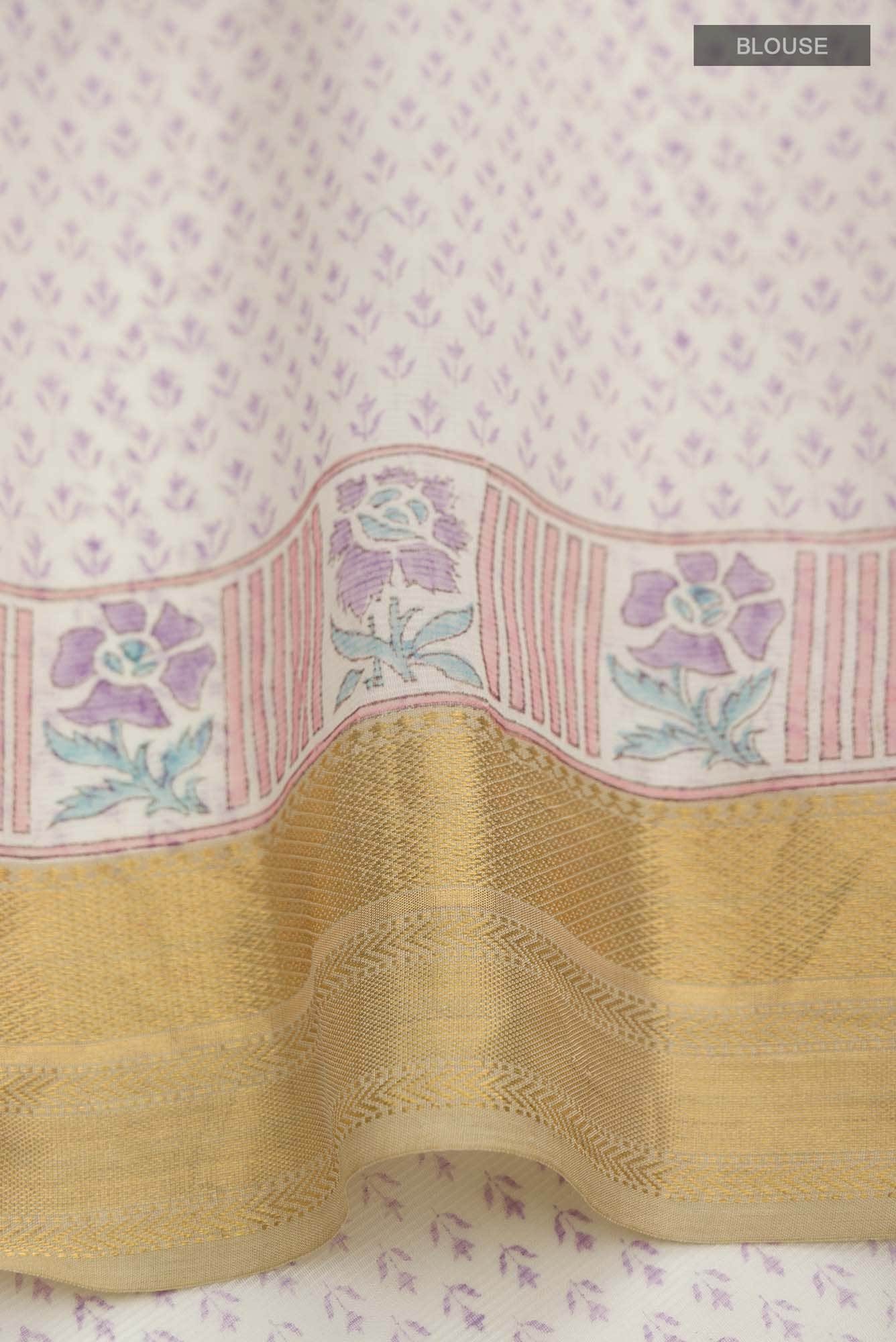 Cream Maheshwari Silk Cotton Saree