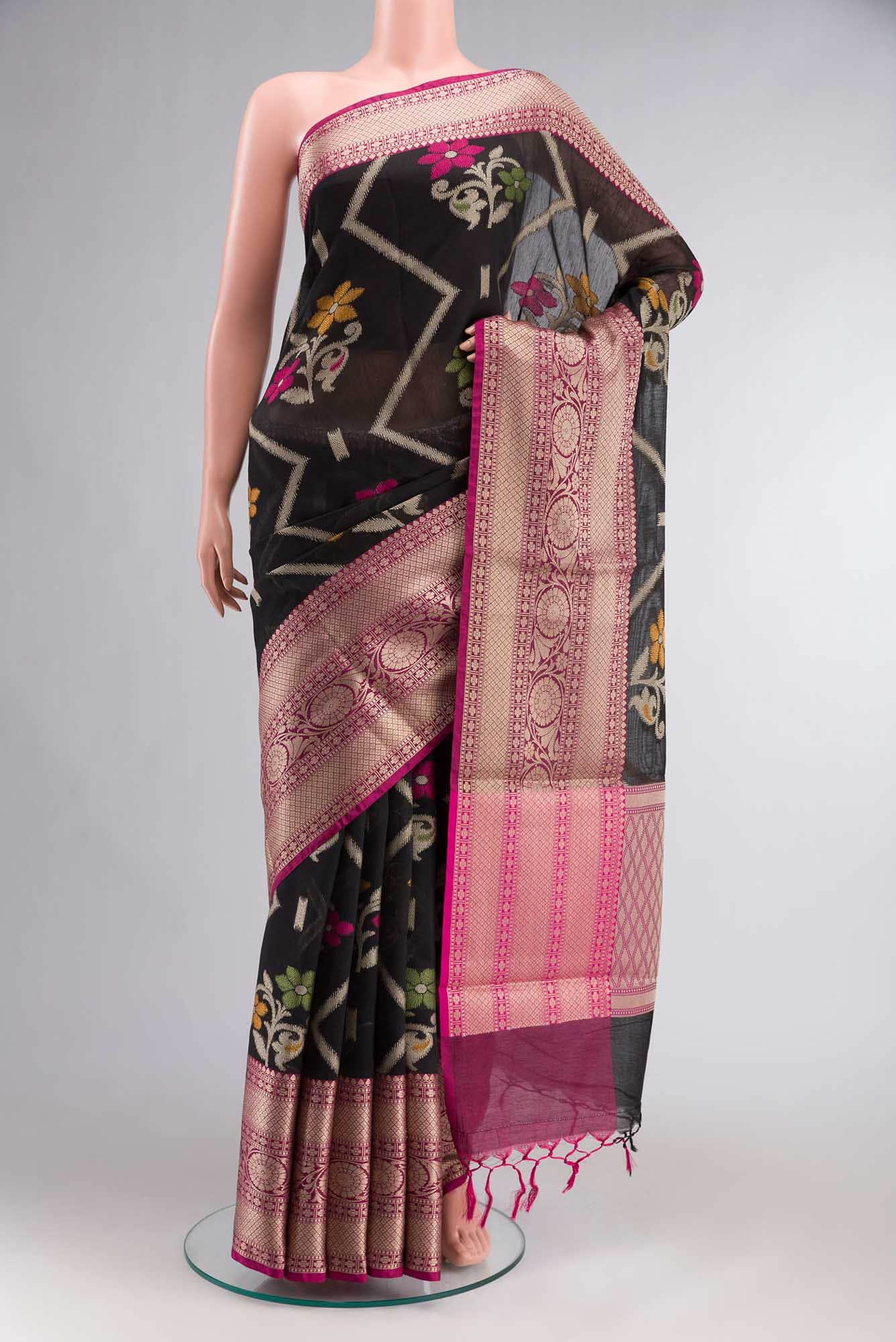 Green Blended Cotton Saree