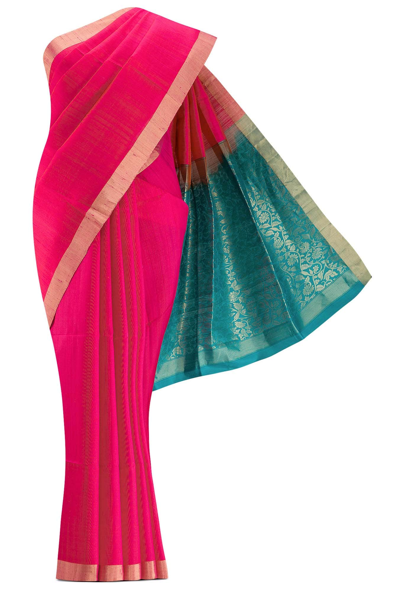 Pink Raw Silk Saree