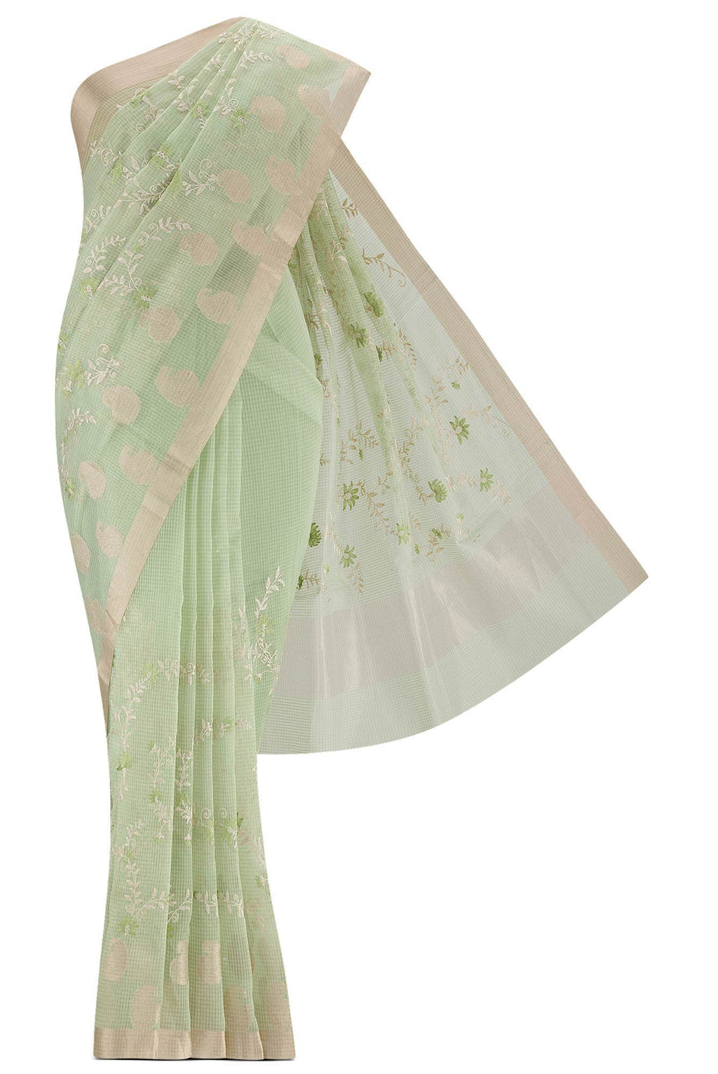 Green Blended Kota Cotton Saree