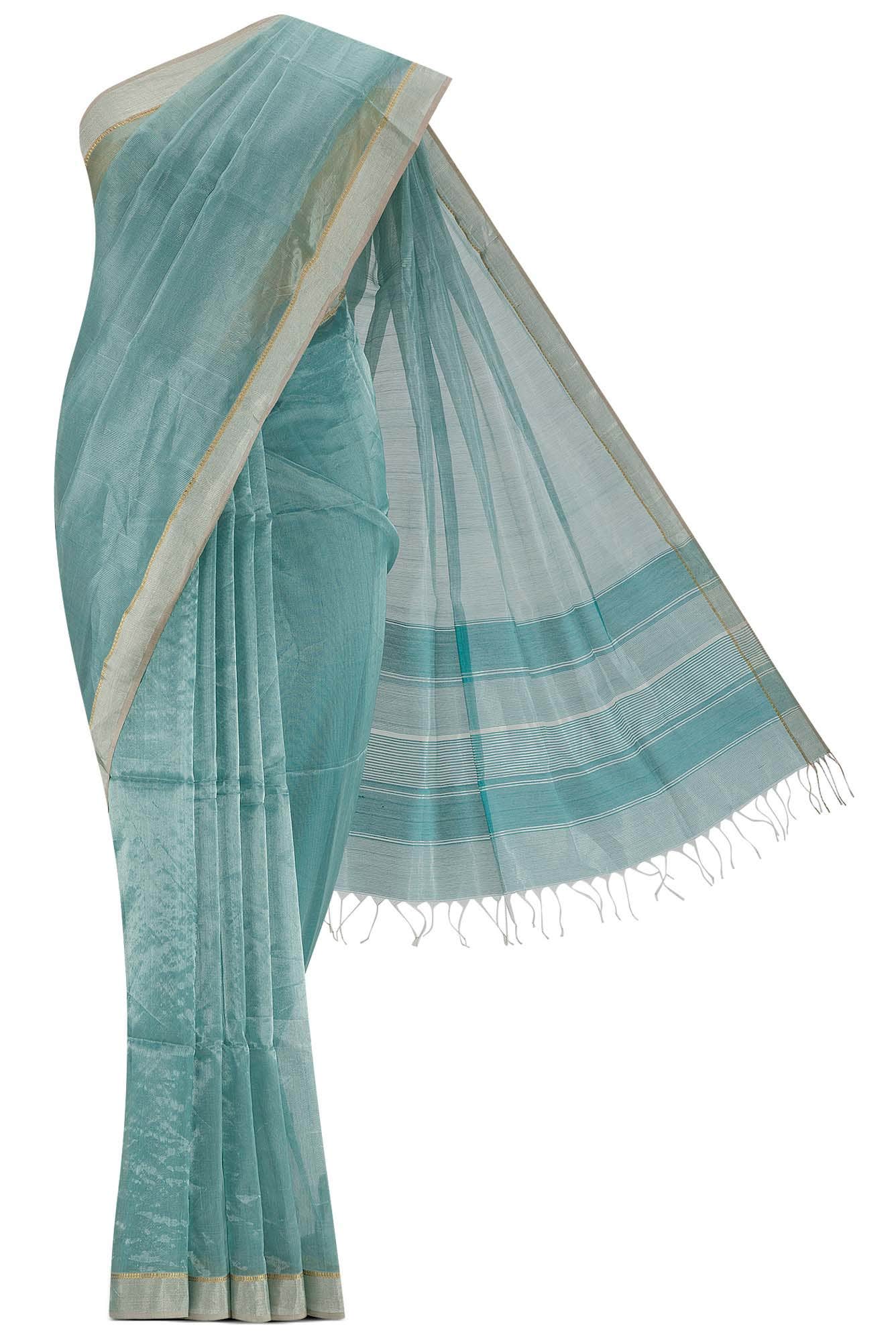Green Maheshwari Silk Cotton Saree