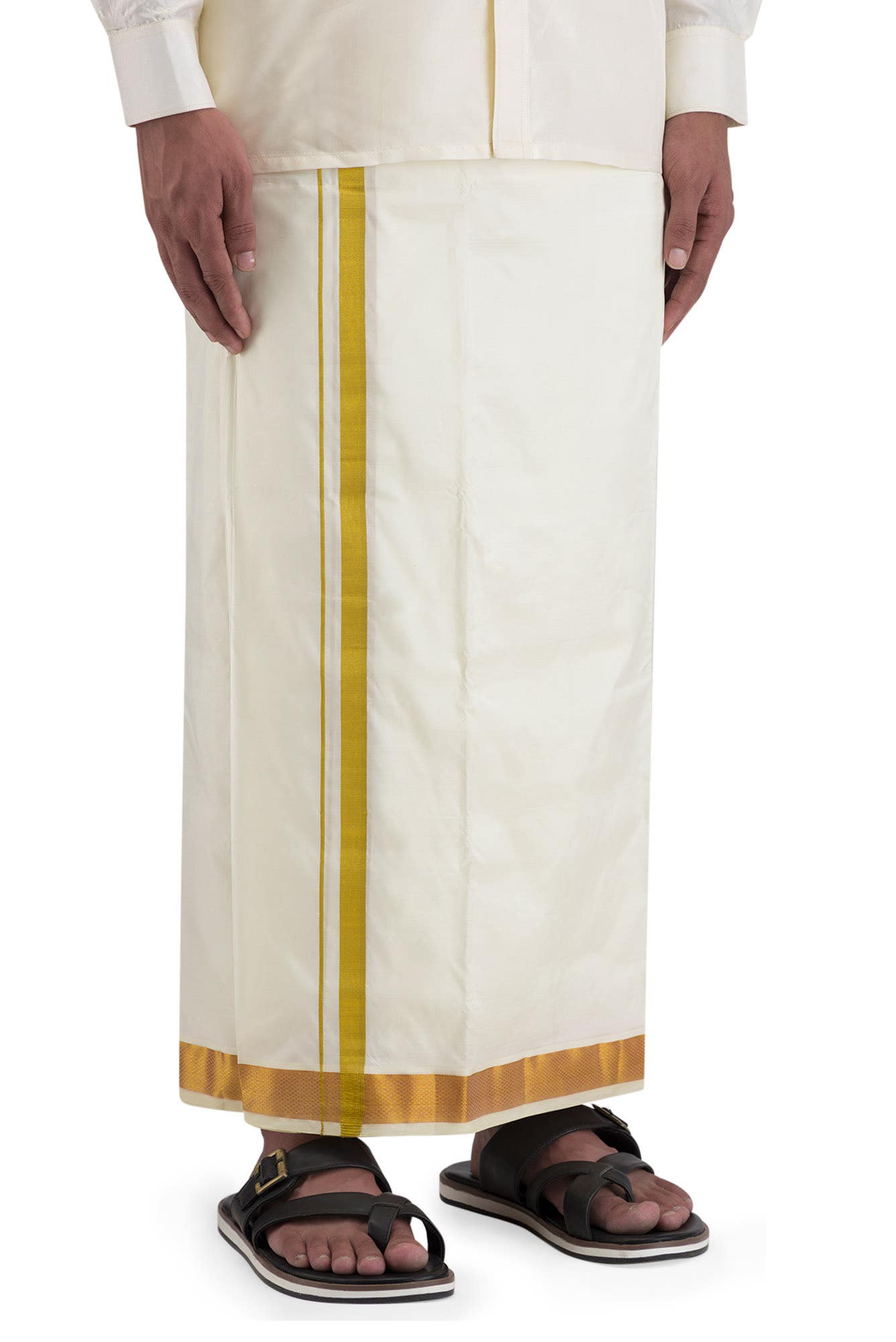 Cream Silk Dhoti 8 Muzham