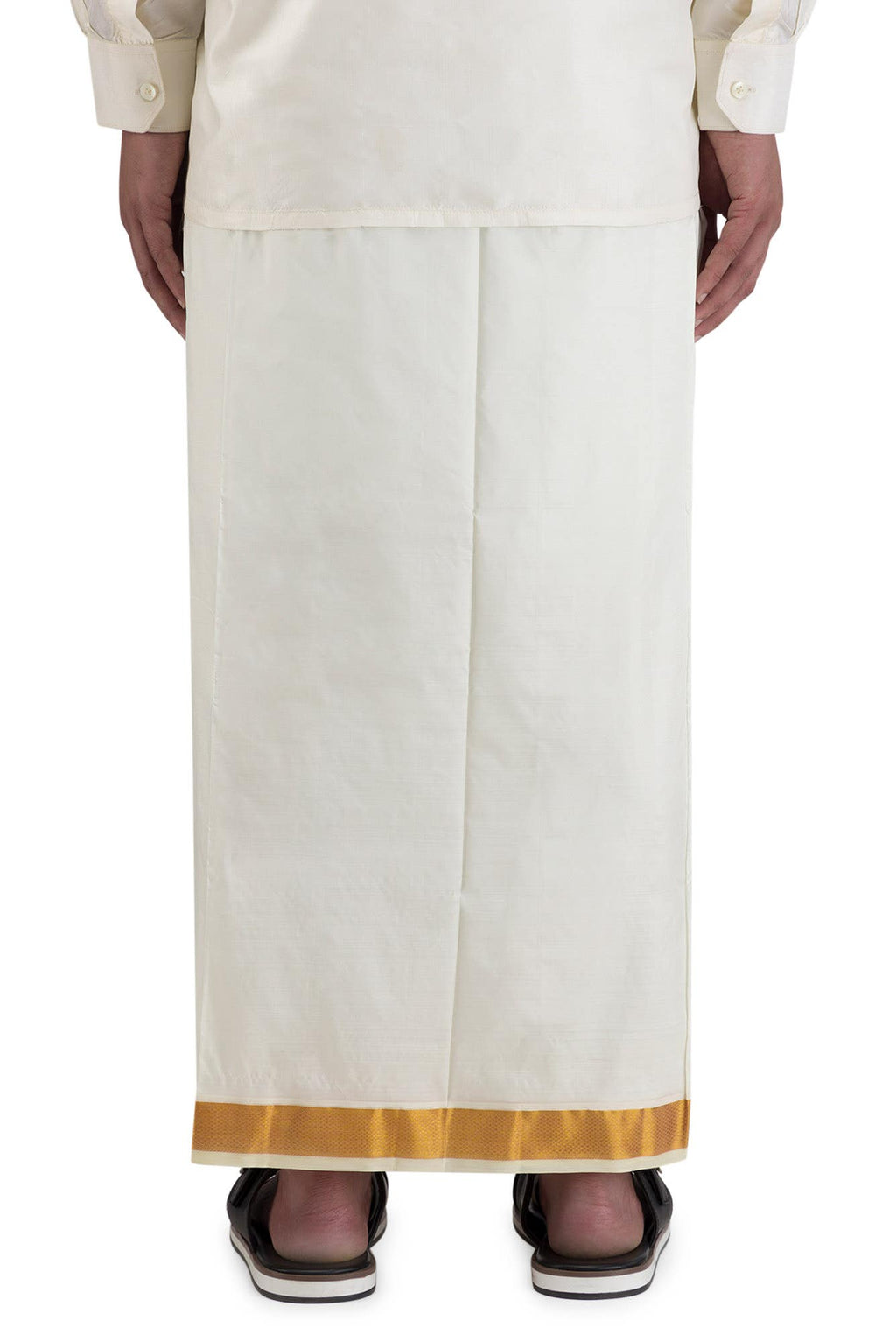 Cream Silk Dhoti 8 Muzham