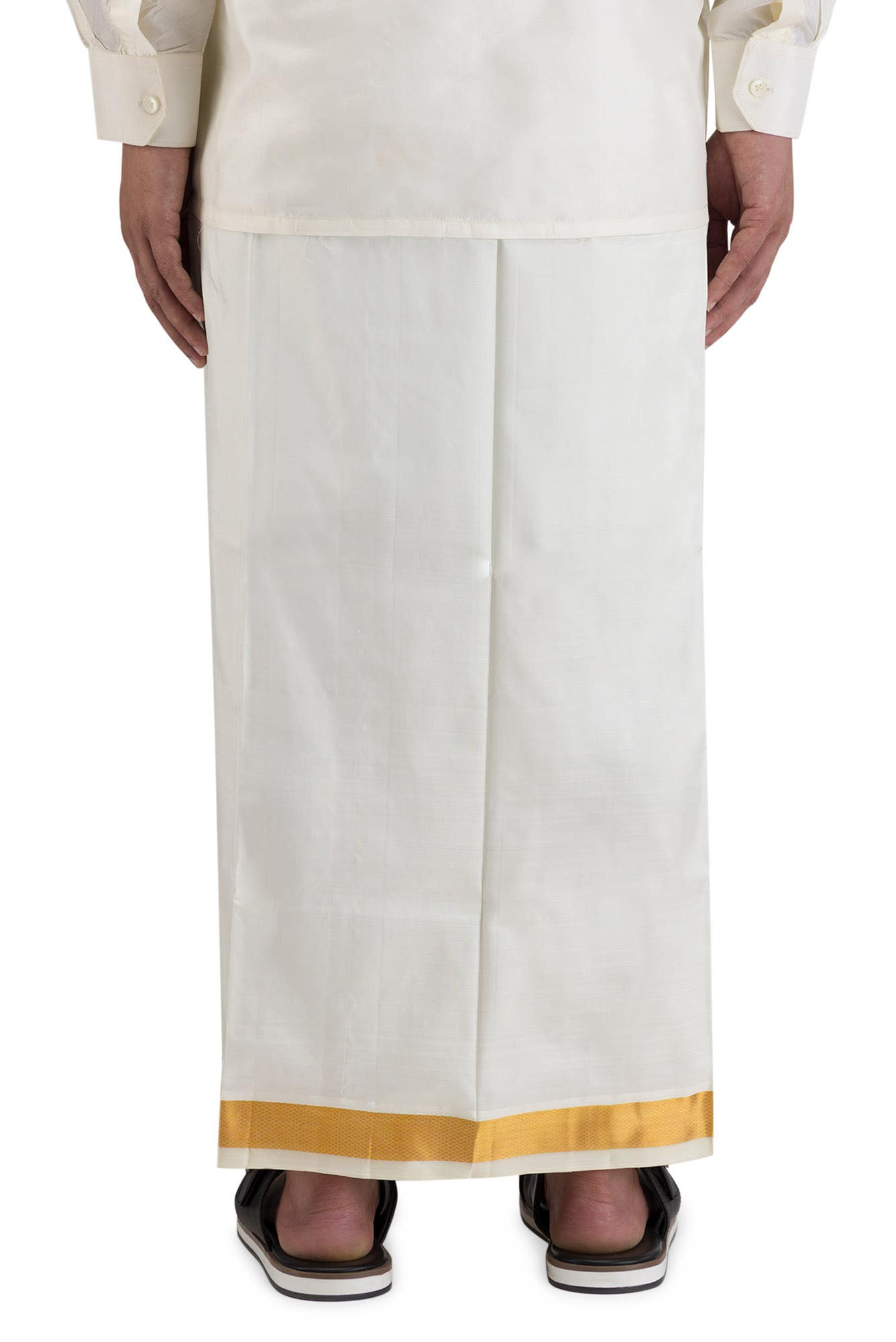 Cream Silk Dhoti 8 Muzham