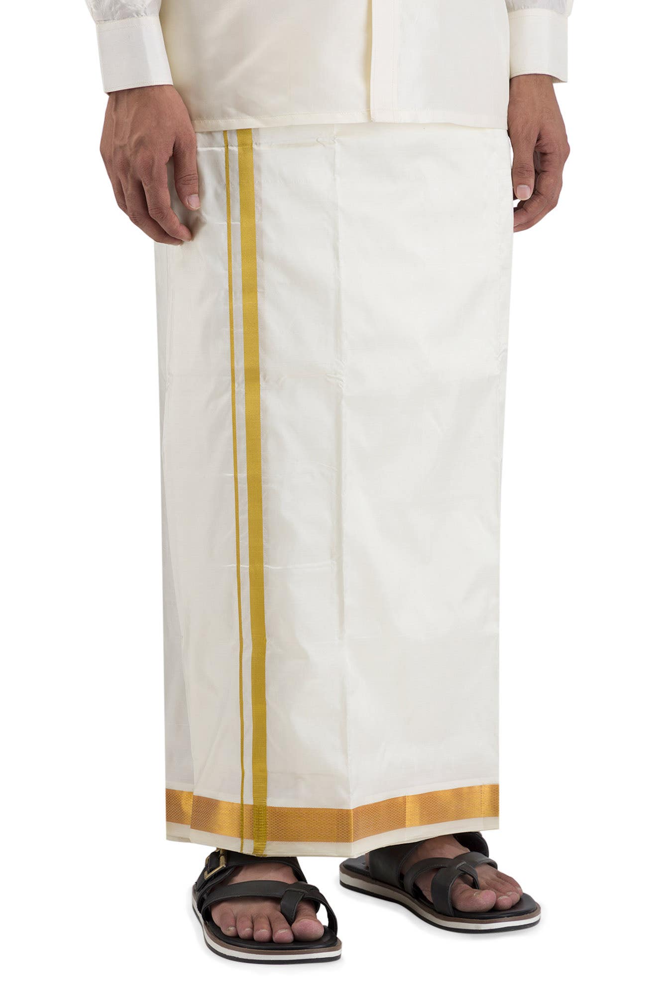 Cream Silk Dhoti 8 Muzham