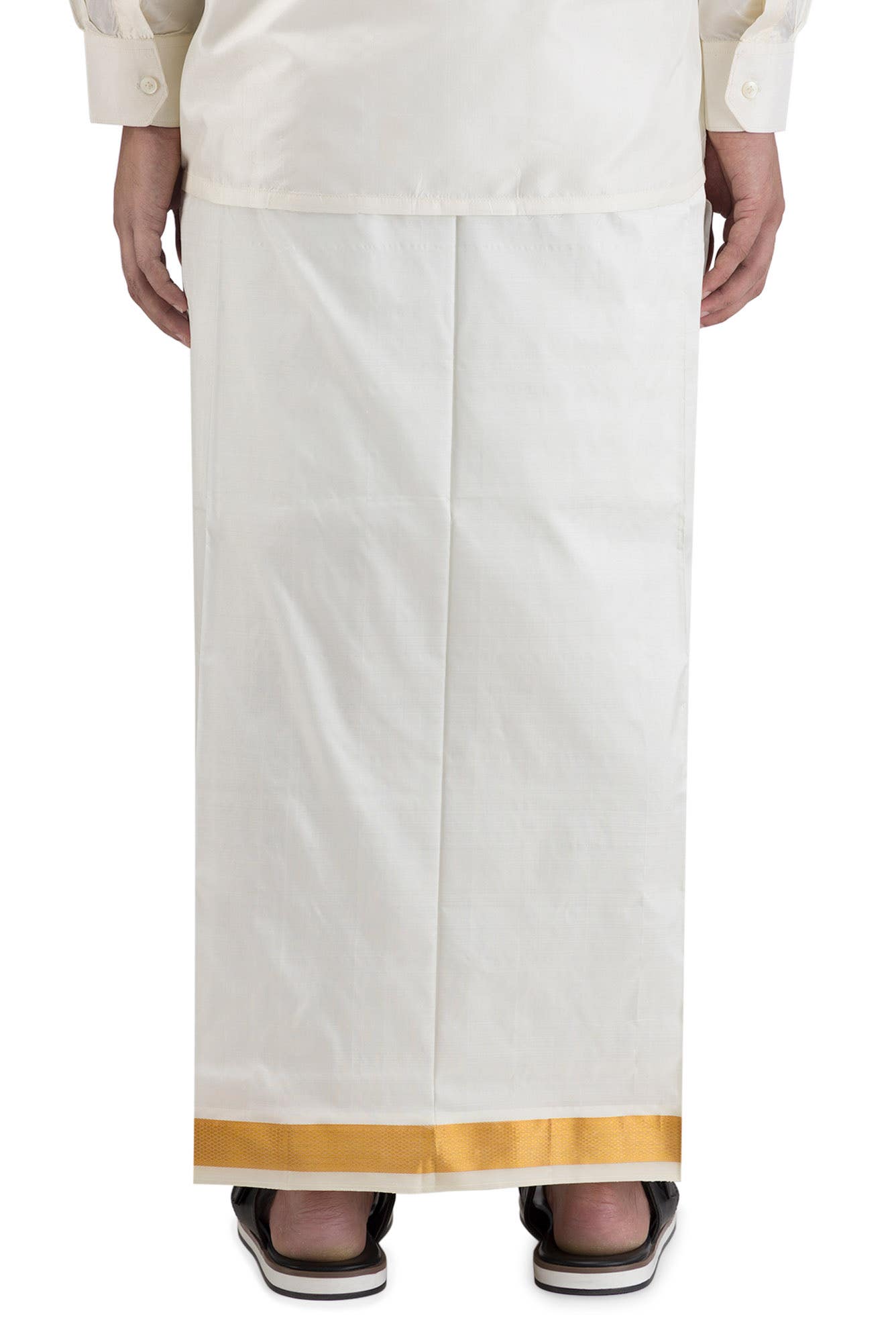 Cream Silk Dhoti 8 Muzham