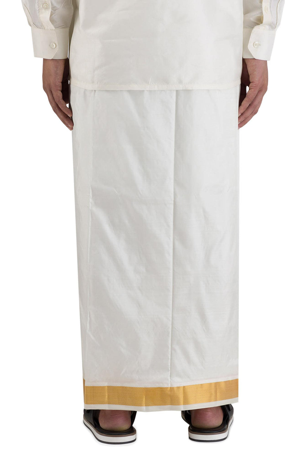 Cream Silk Dhoti 8 Muzham