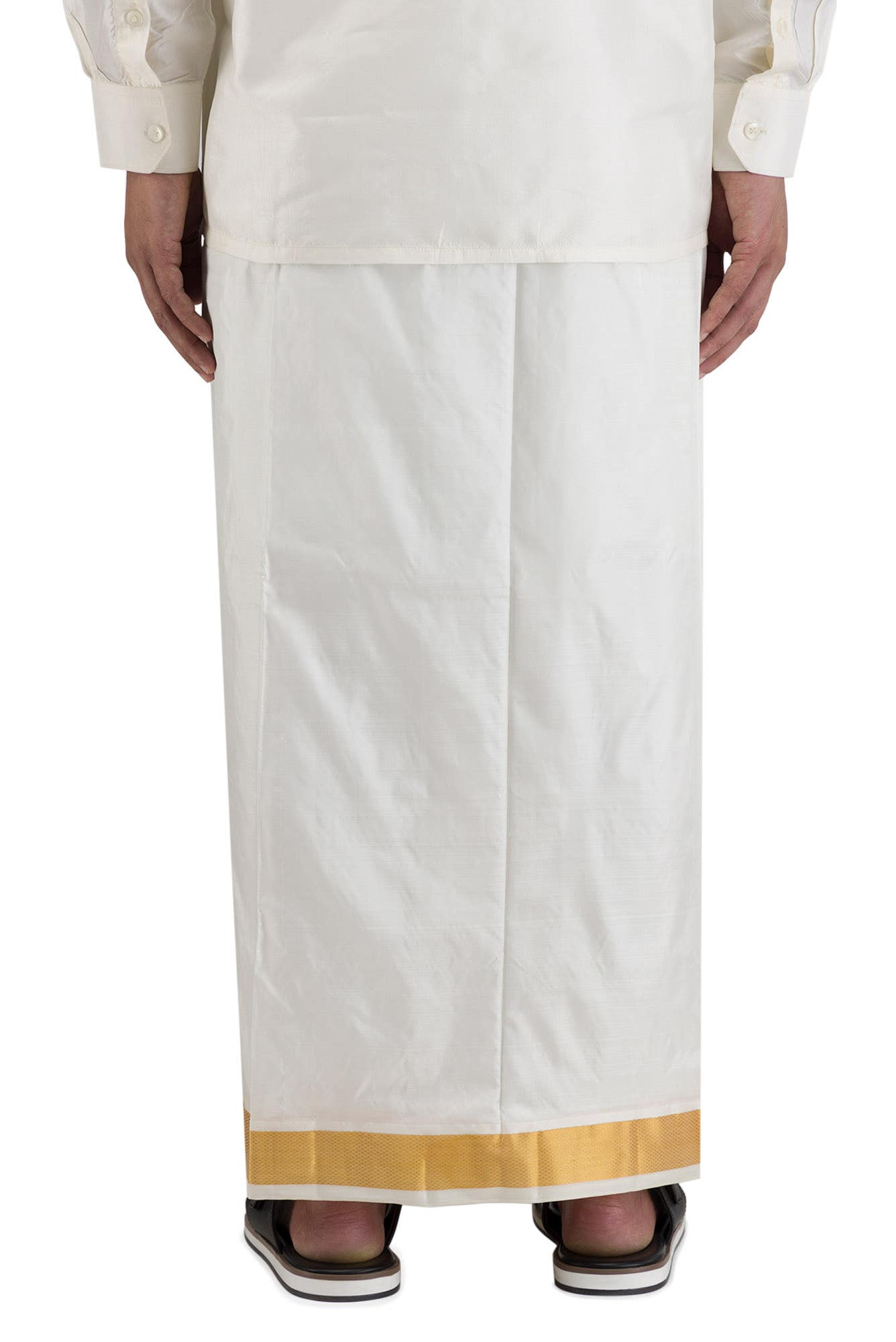 Cream Silk Dhoti 8 Muzham