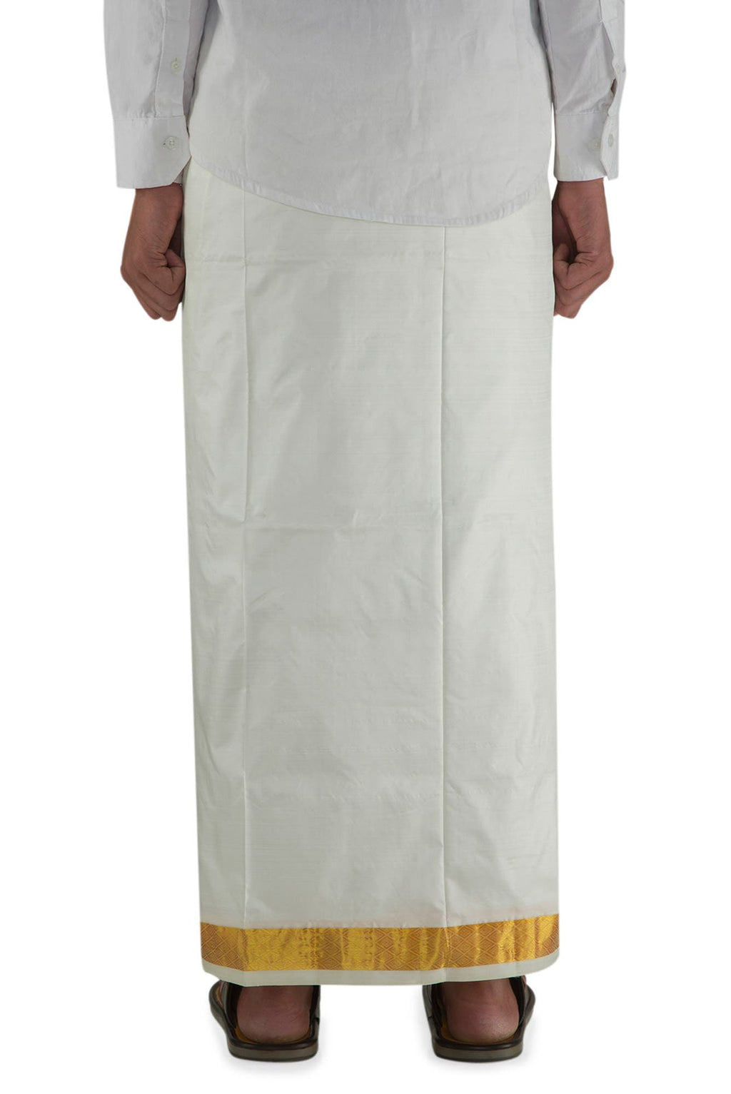 Cream Silk Dhoti 8 Muzham