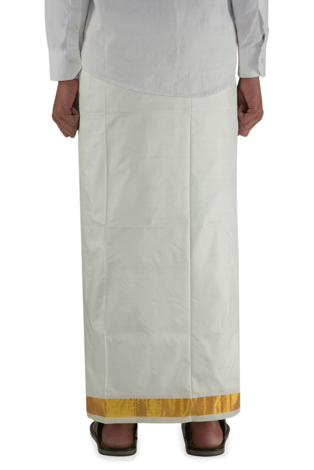 Cream Silk Dhoti 8 Muzham