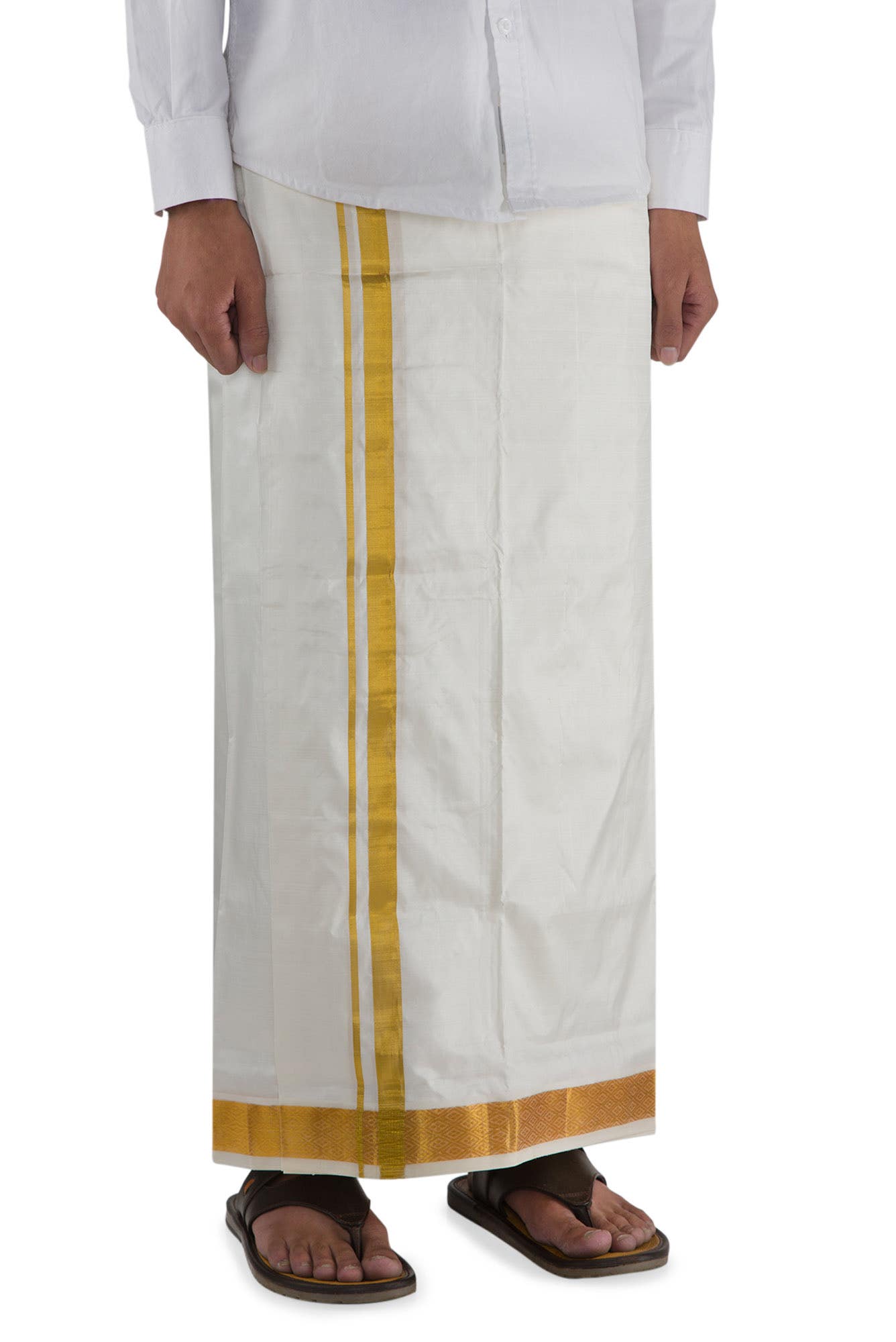 Cream Silk Dhoti 8 Muzham