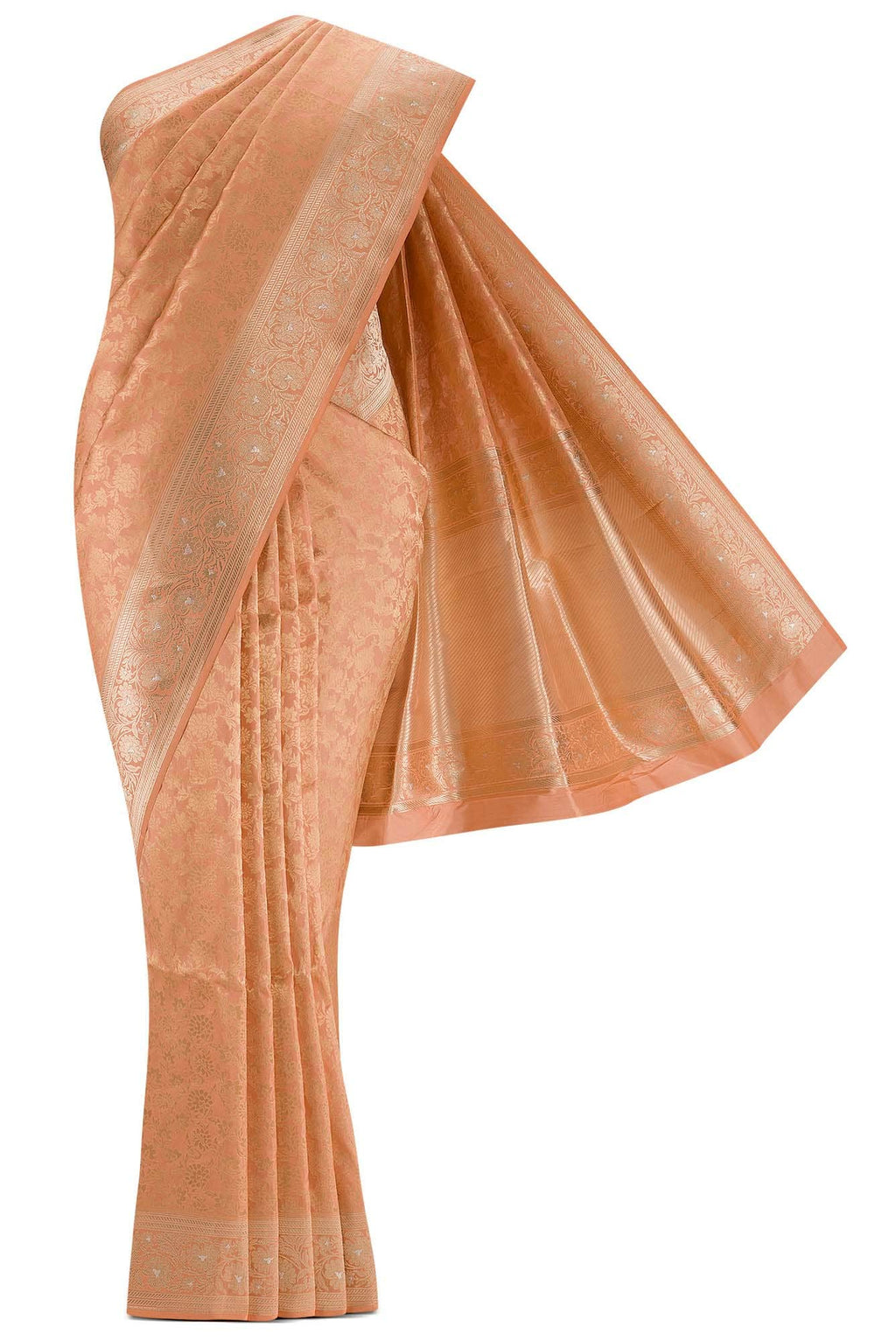 Heer Peach Banarasi Silk Saree