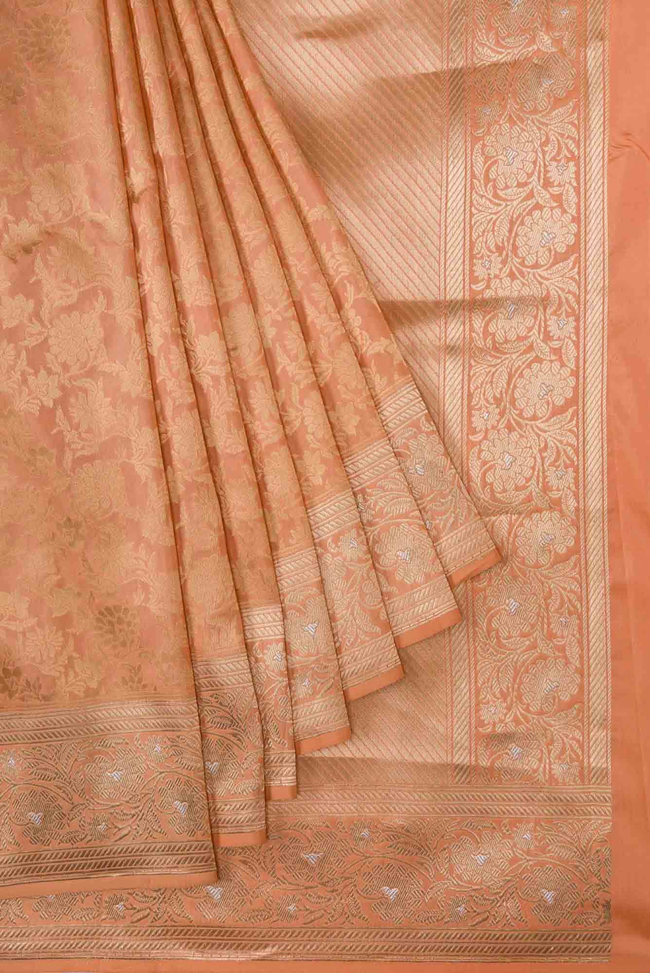 Heer Peach Banarasi Silk Saree